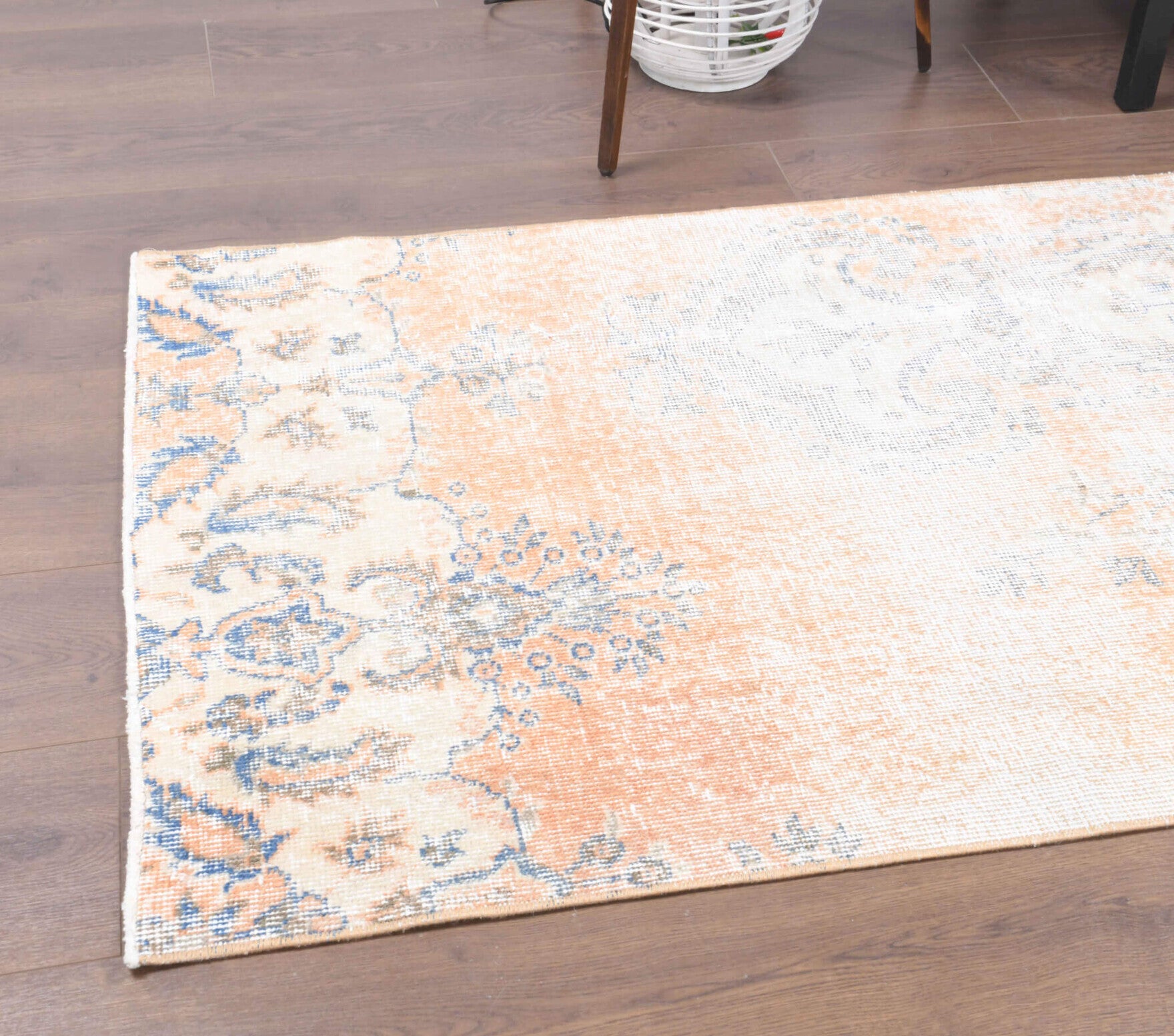 Distressed Orange Vintage Oushak Runner Rug
