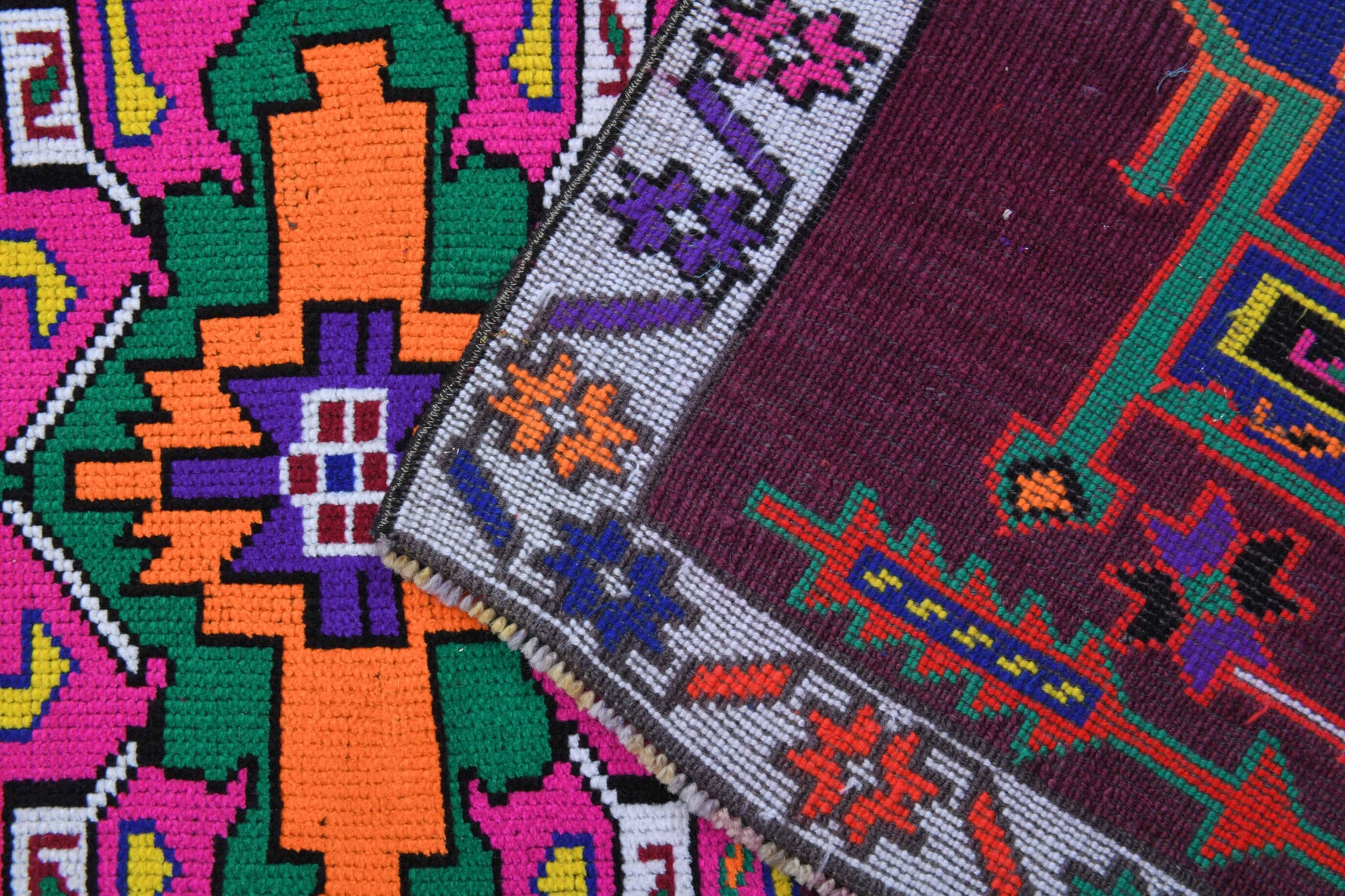 Vibrant Purple Vintage Anatolian Runner Rug