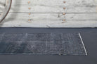 Solid Black Vintage Anatolian Runner Rug