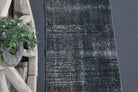 Solid Black Vintage Anatolian Runner Rug