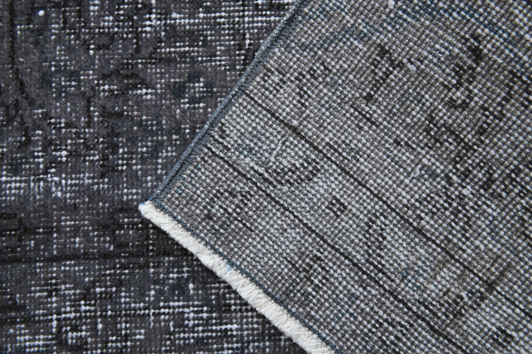 Solid Black Vintage Anatolian Runner Rug