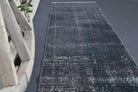 Solid Black Vintage Anatolian Runner Rug