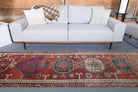 Leylanaz runner: 1970s handmade Anatolian runner with oriental motifs and cotton backing