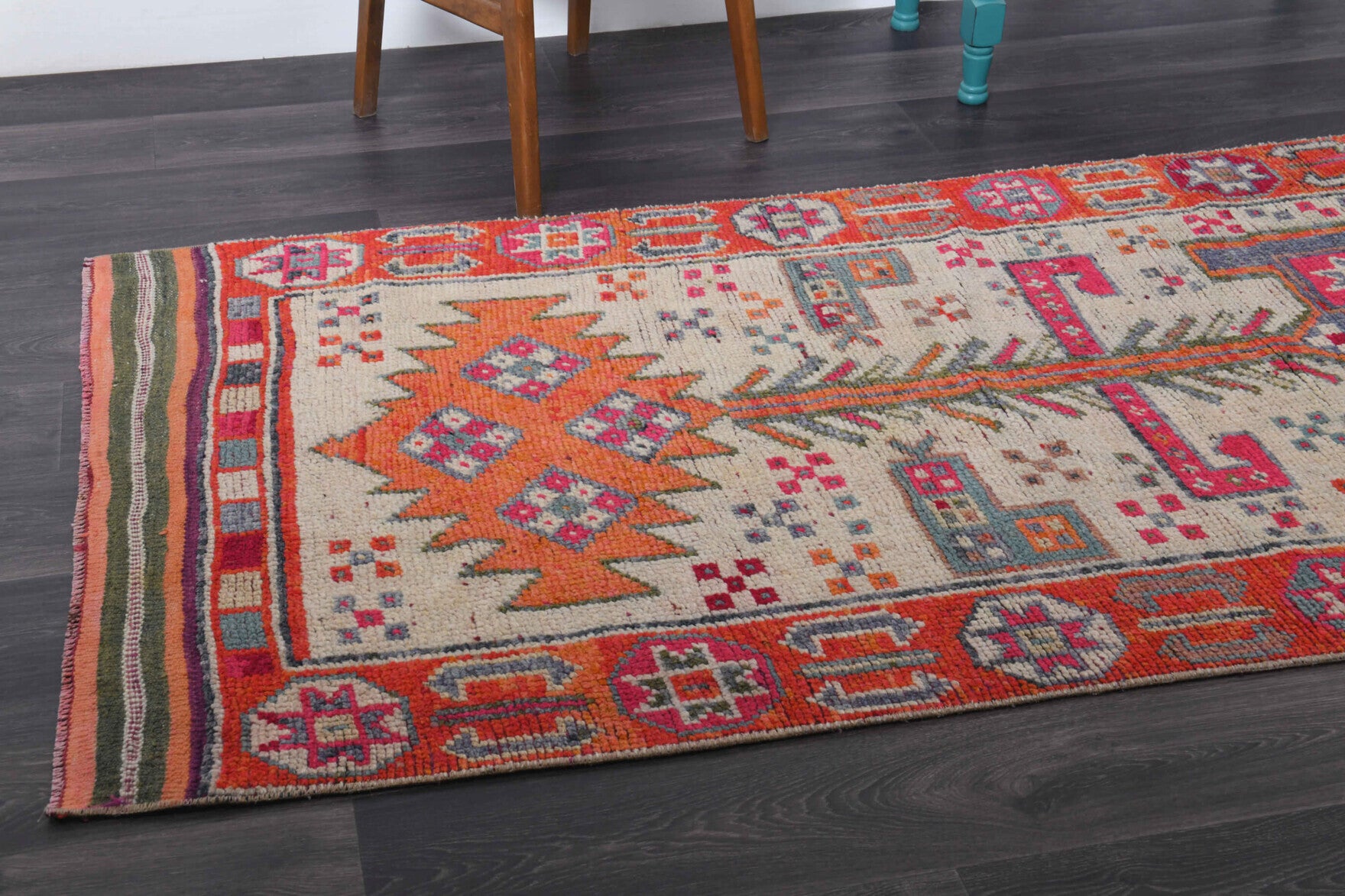 Turkish Vintage Oushak Runner Rug