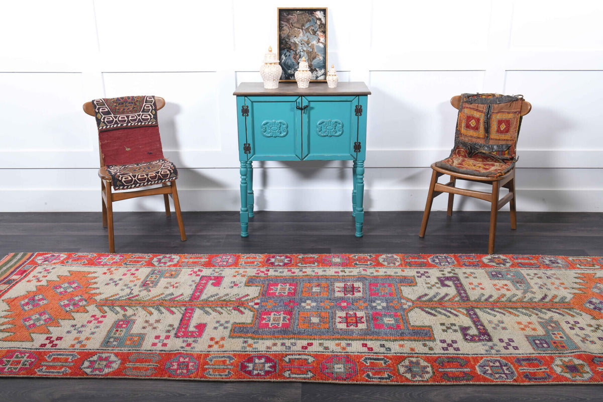 Turkish Vintage Oushak Runner Rug