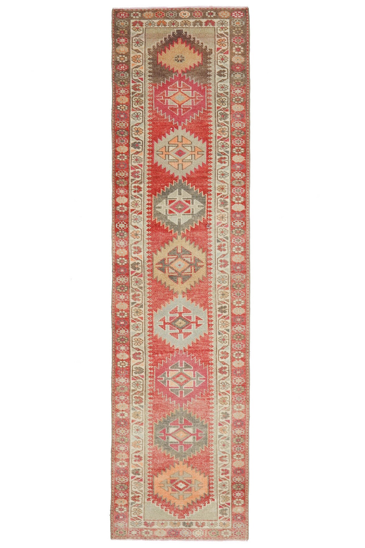 Hand-Knotted Vintage Runner Rug