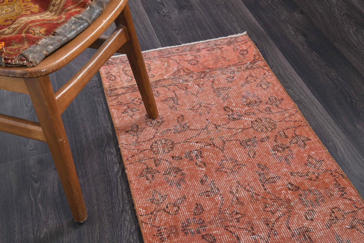 Red Floral Vintage Anatolian Runner Rug