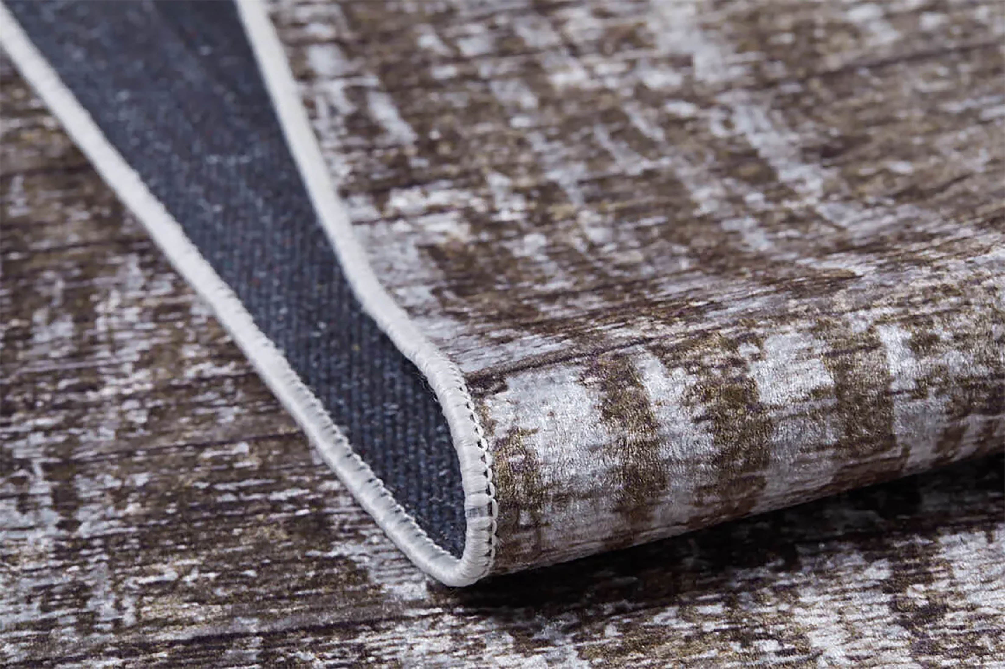 Badem Abstract Brown Modern Rug