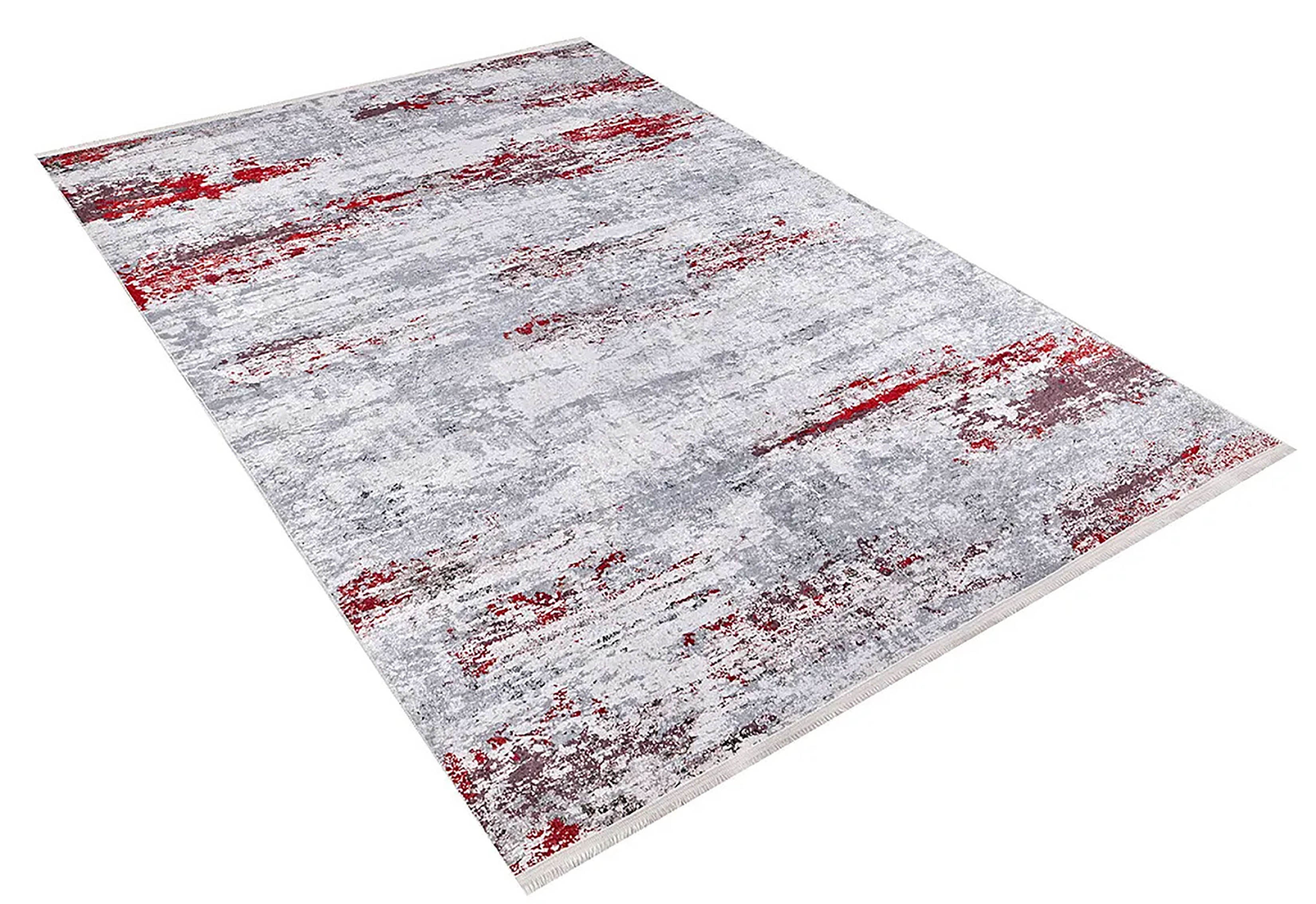 Florence Gray Red Contemporary Abstract Rug