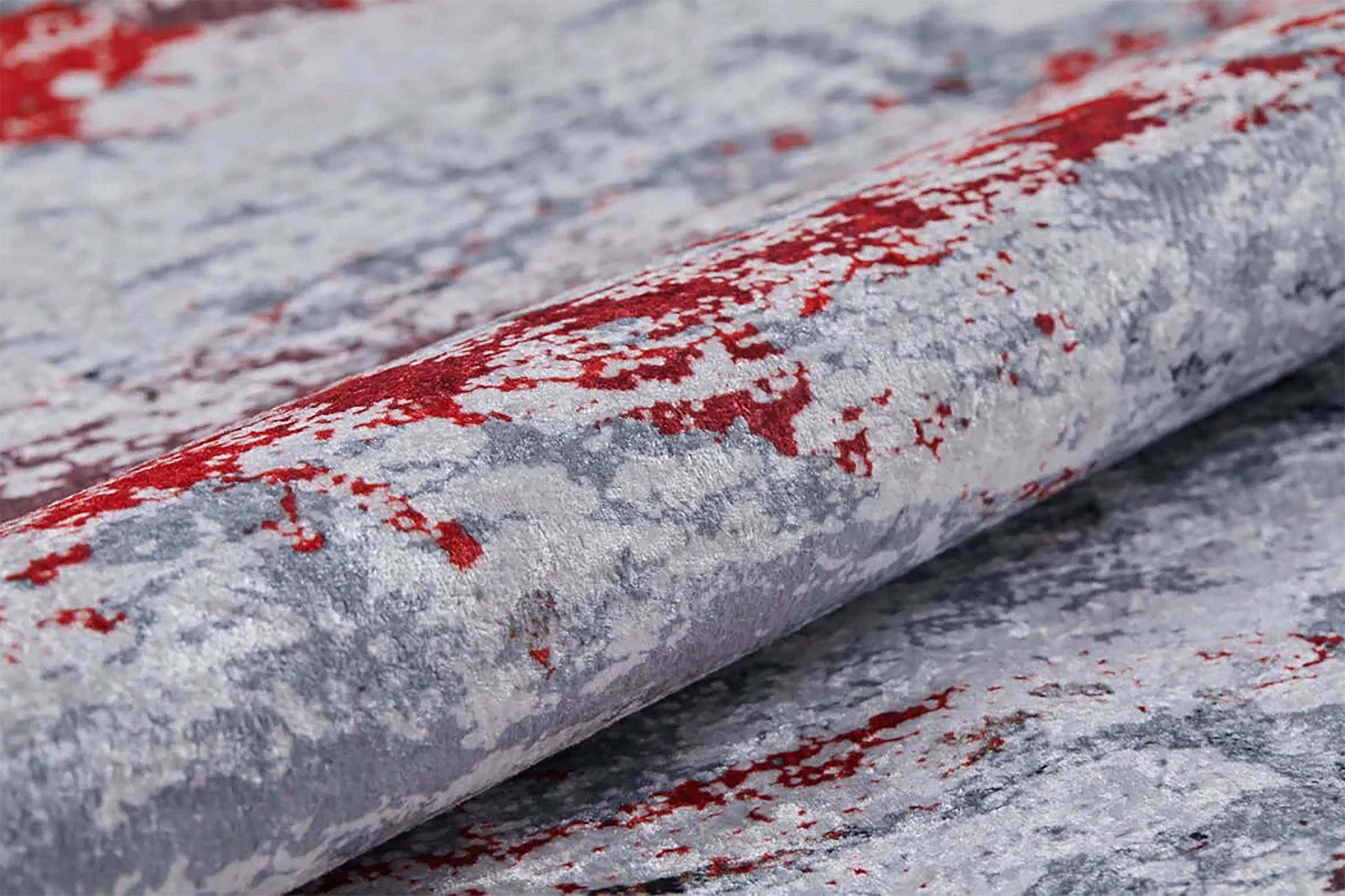 Florence Gray Red Contemporary Abstract Rug