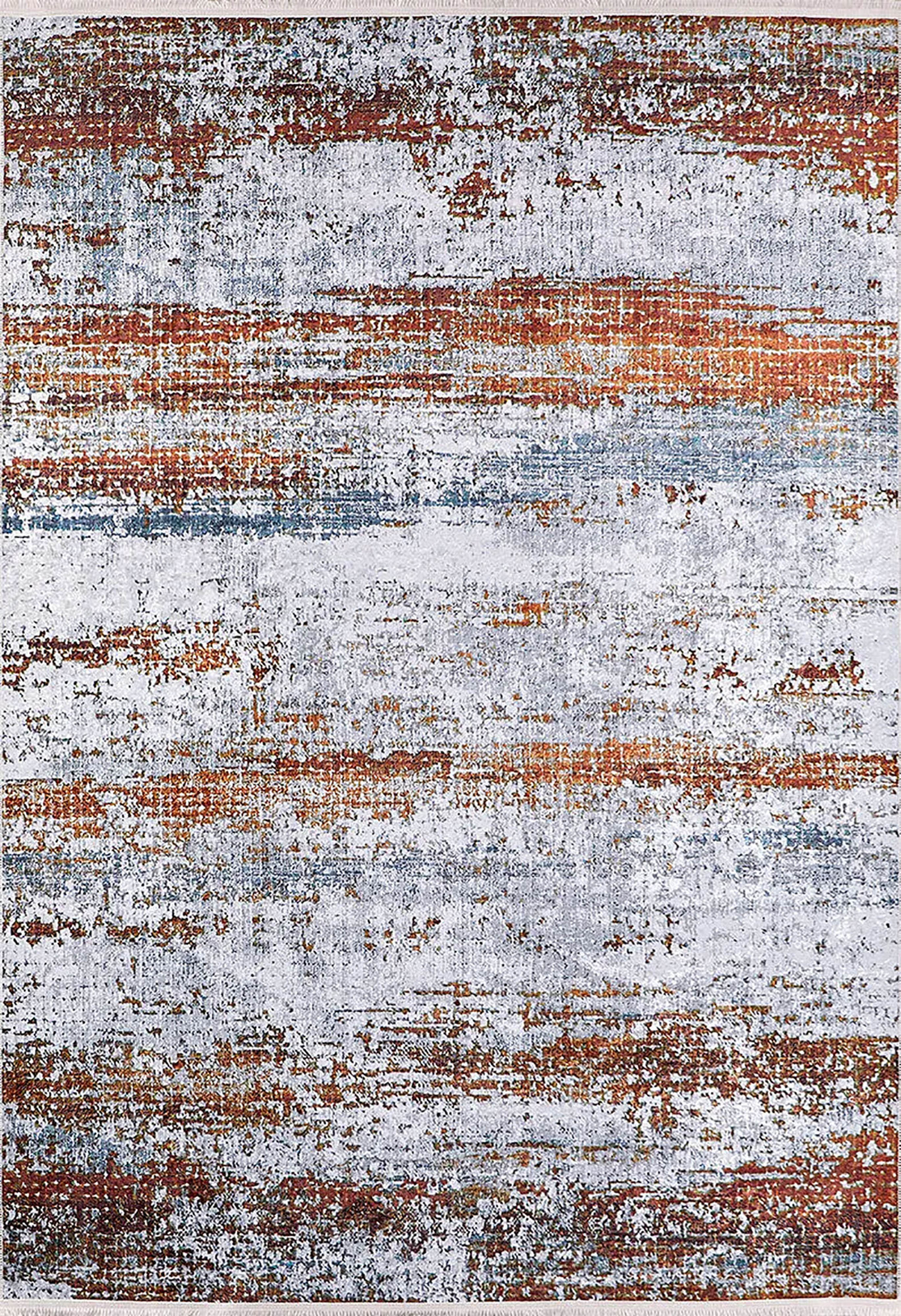 Nellie Gray Orange Modern Home Deco Abstract Rug