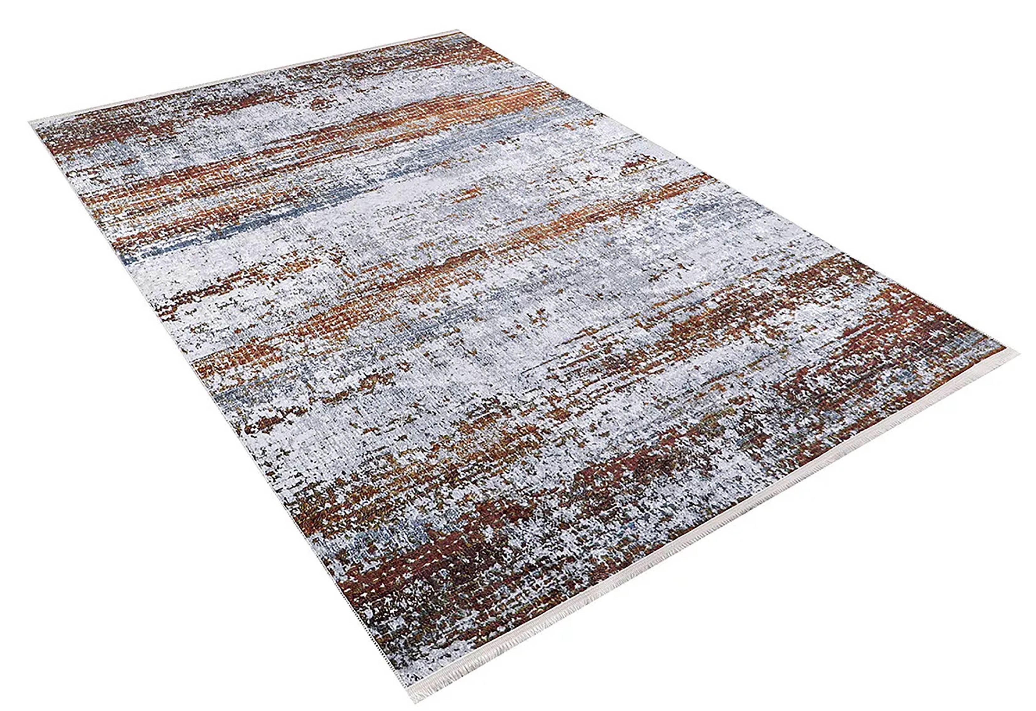 Nellie Gray Orange Modern Home Deco Abstract Rug