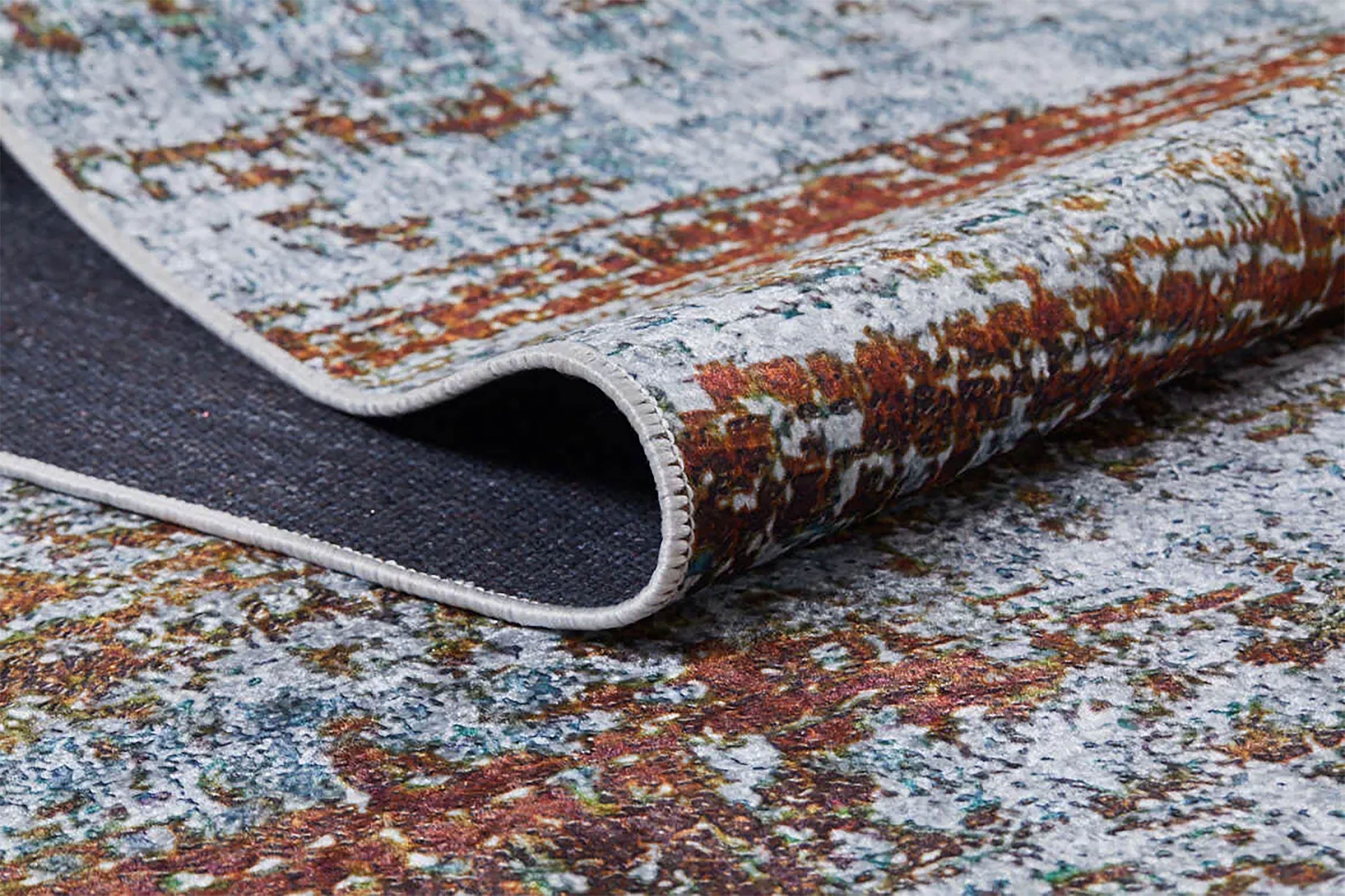 Nellie Gray Orange Modern Home Deco Abstract Rug