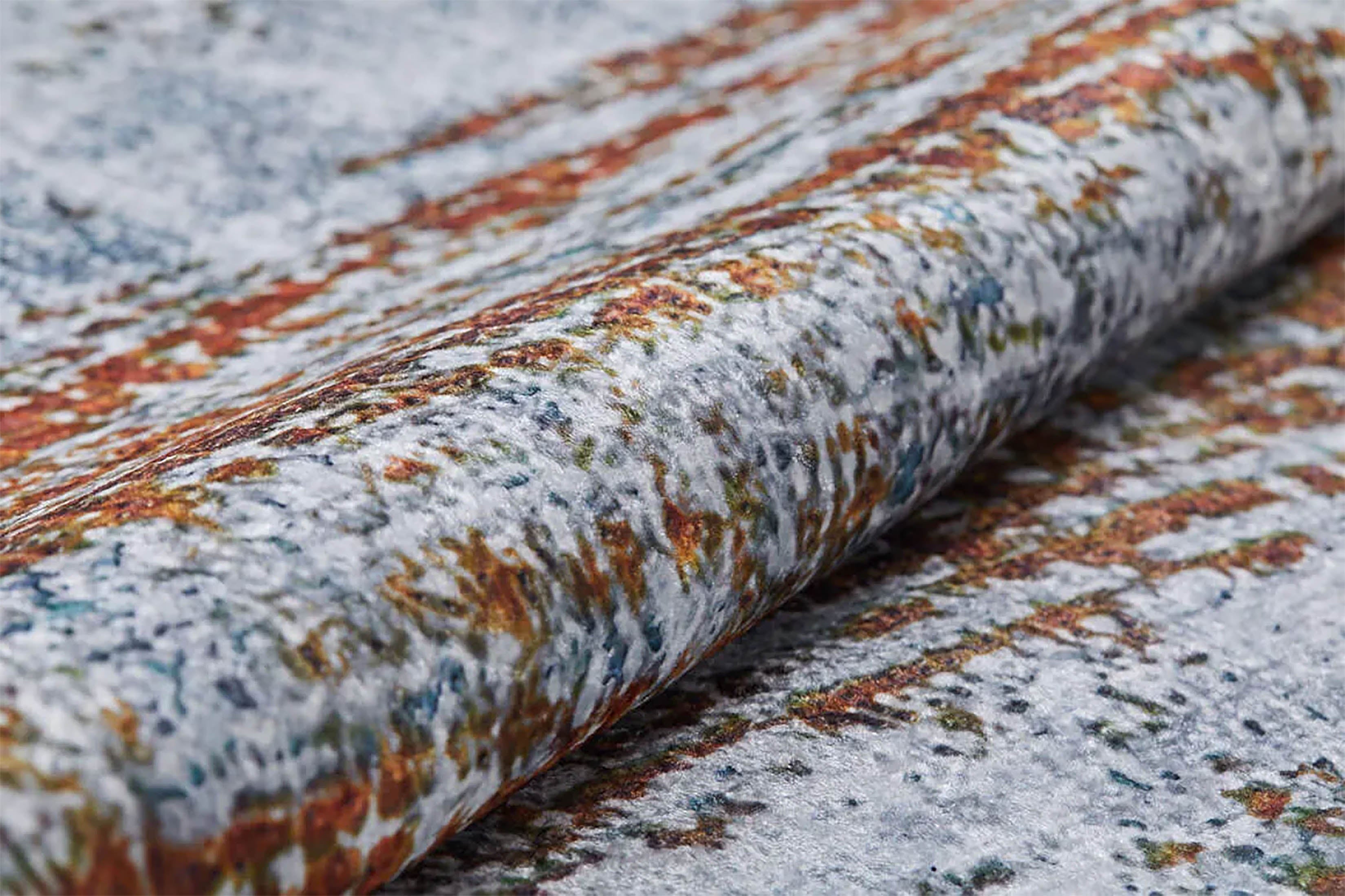 Nellie Gray Orange Modern Home Deco Abstract Rug