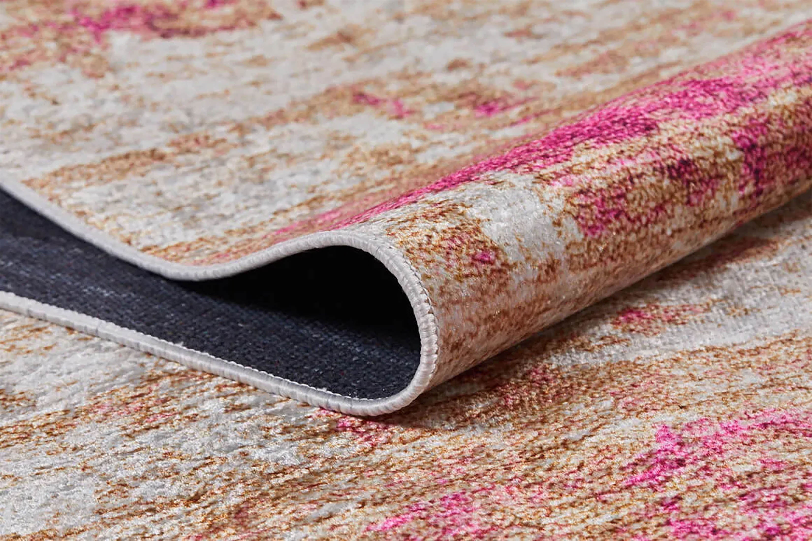 Ferah Abstract Pink Beige Modern Rug