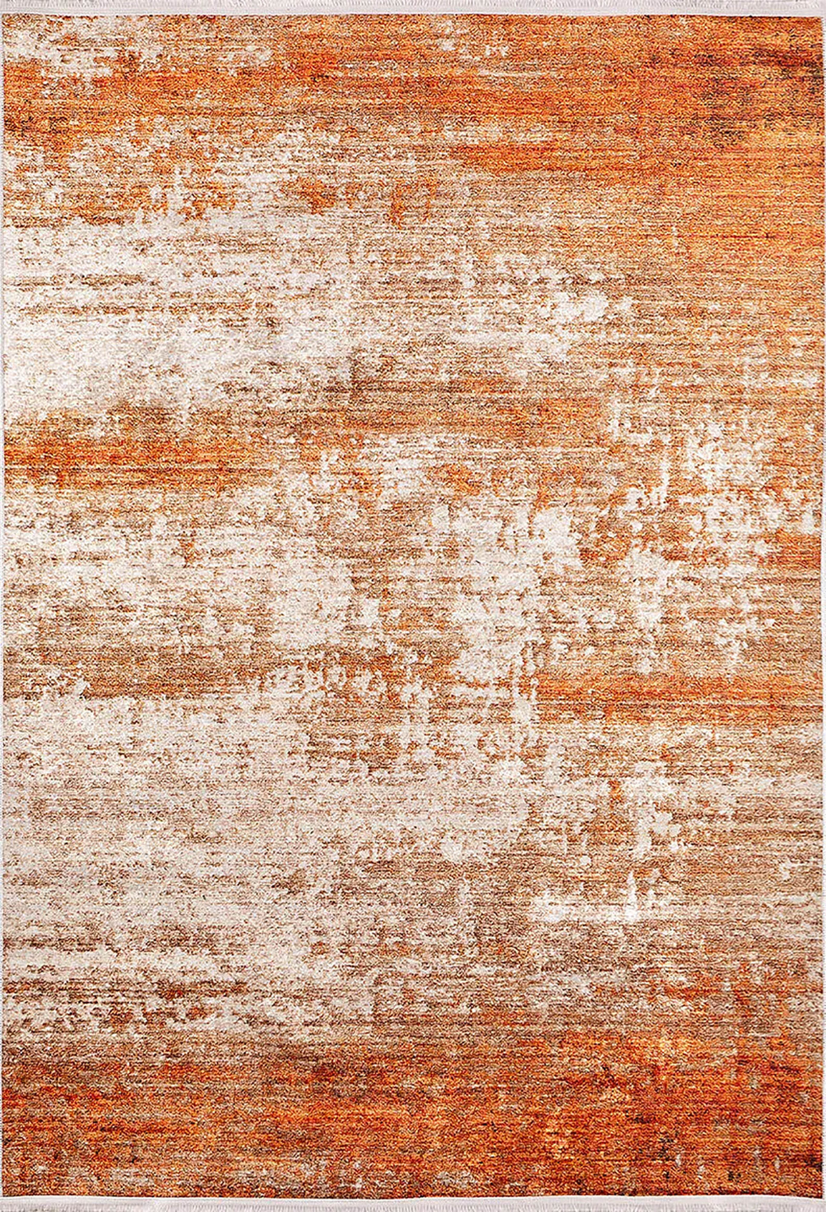 Fulya Abstract Orange Beige Modern Rug