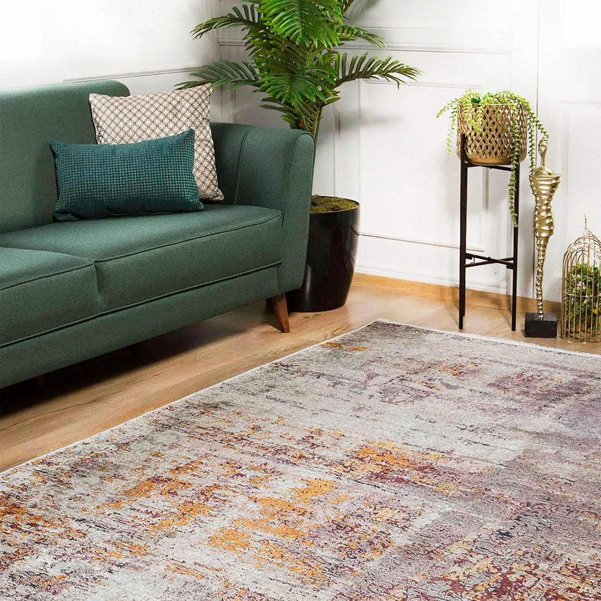 Angelica Abstract Brown Orange Modern Rug – fame