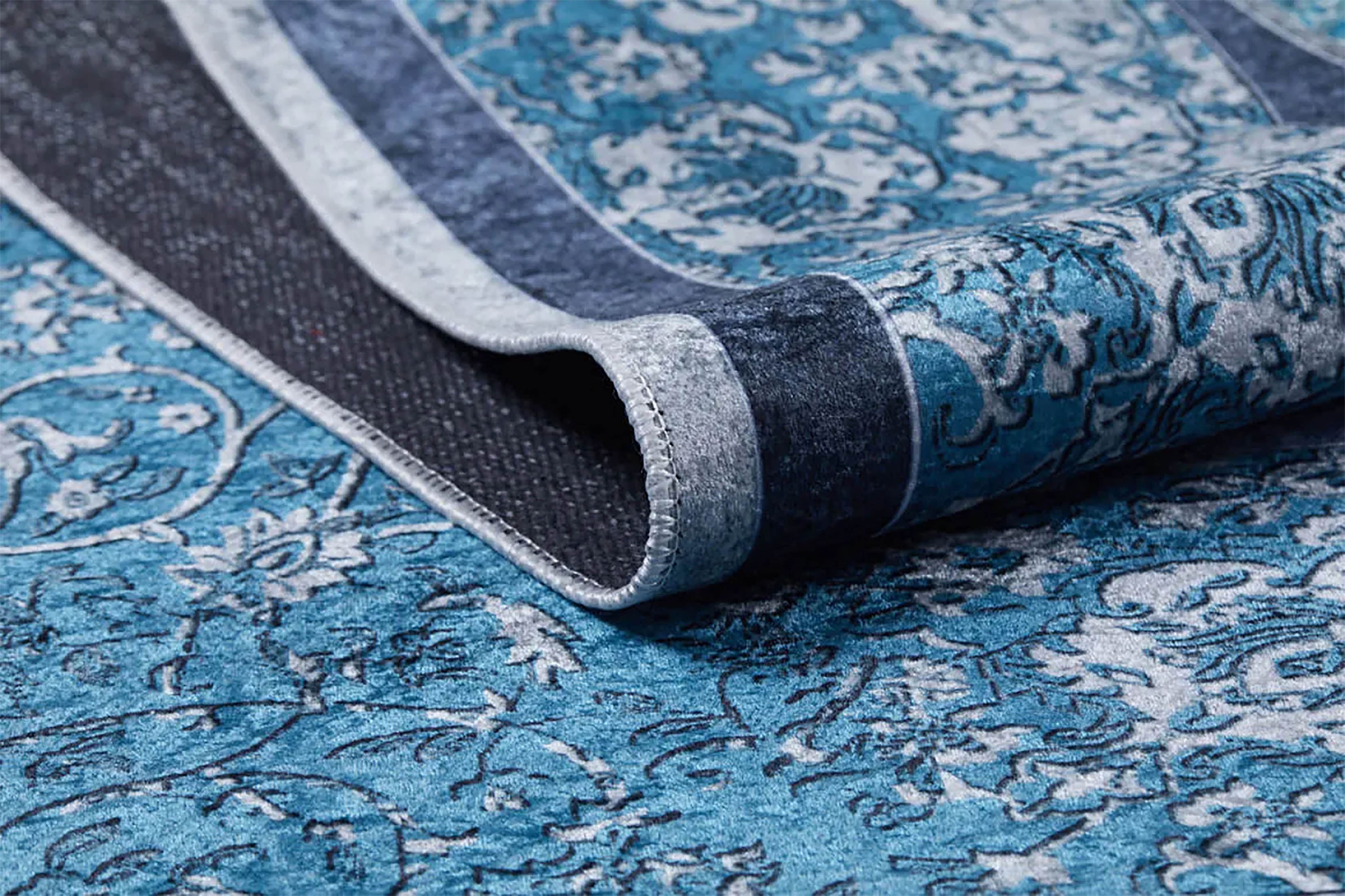 Natalie Medallion Turkish Blue Cream Rug