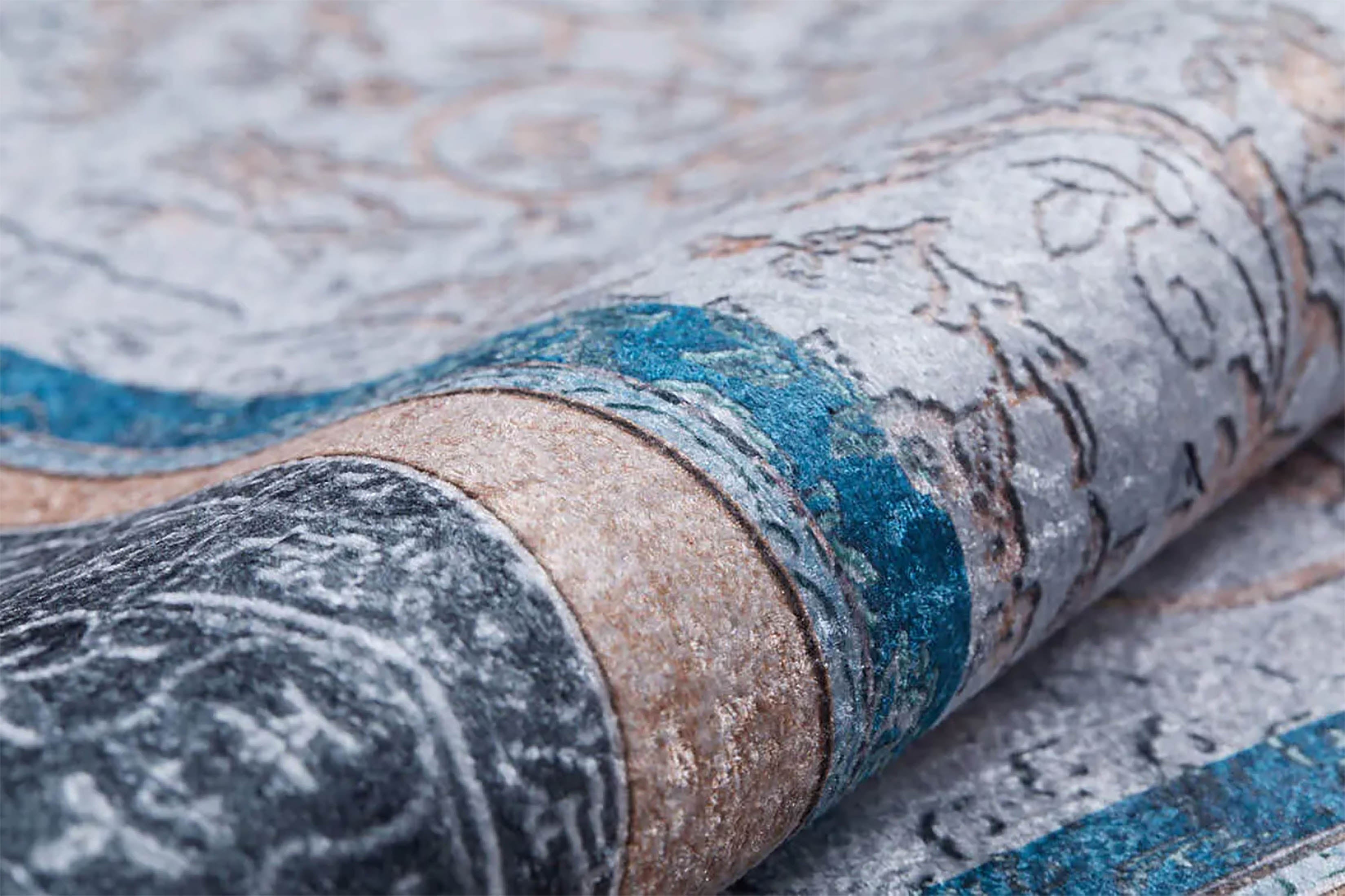 Juniper Medallion Turkish Gray Blue Beige Rug