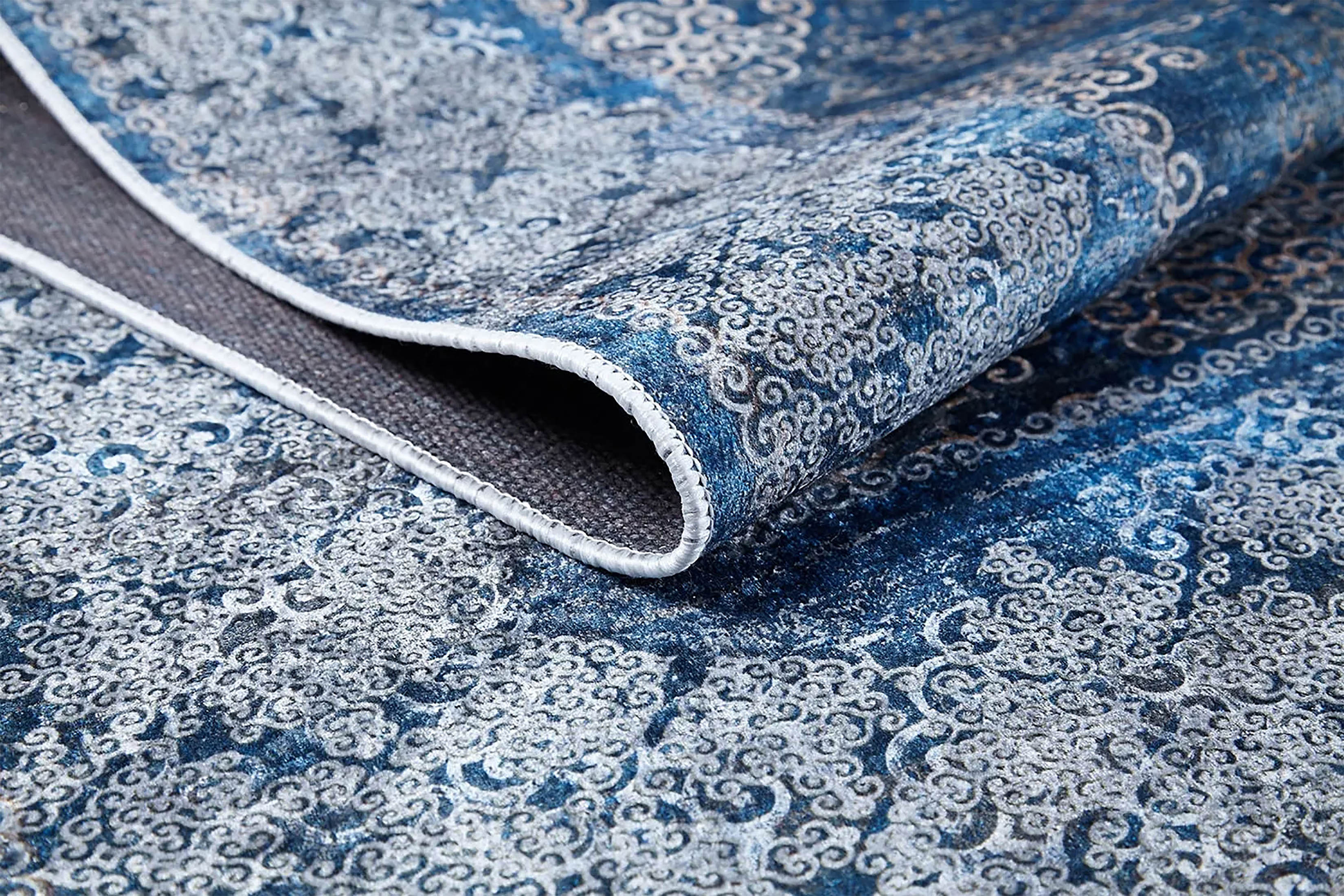 Hannah Turkish Floral Vintage Medallion Geometric Blue Rug