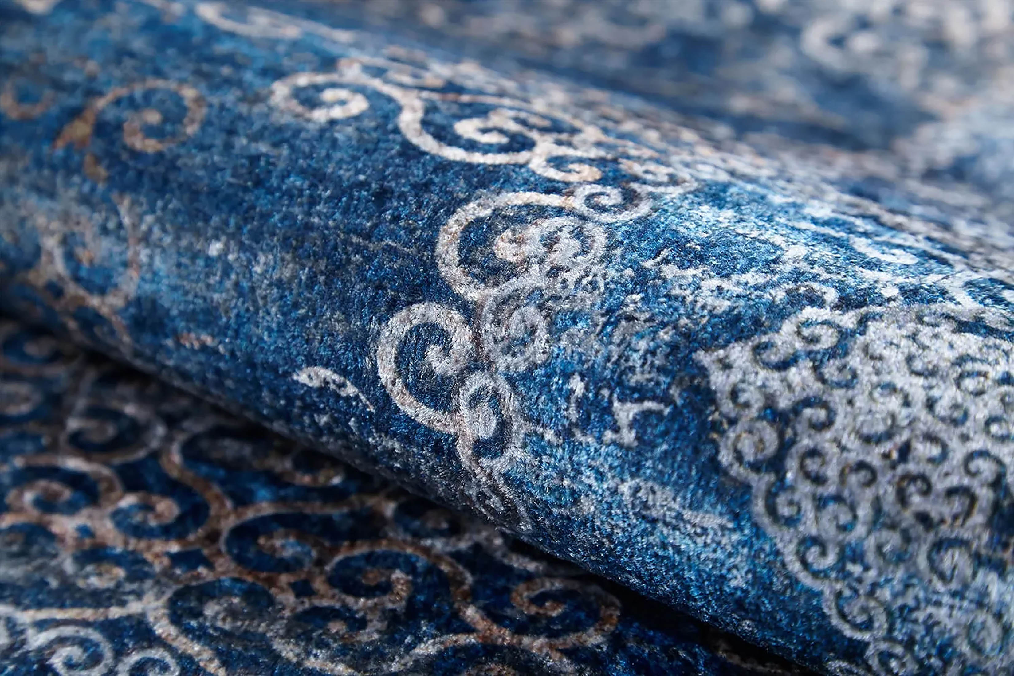 Hannah Turkish Floral Vintage Medallion Geometric Blue Rug