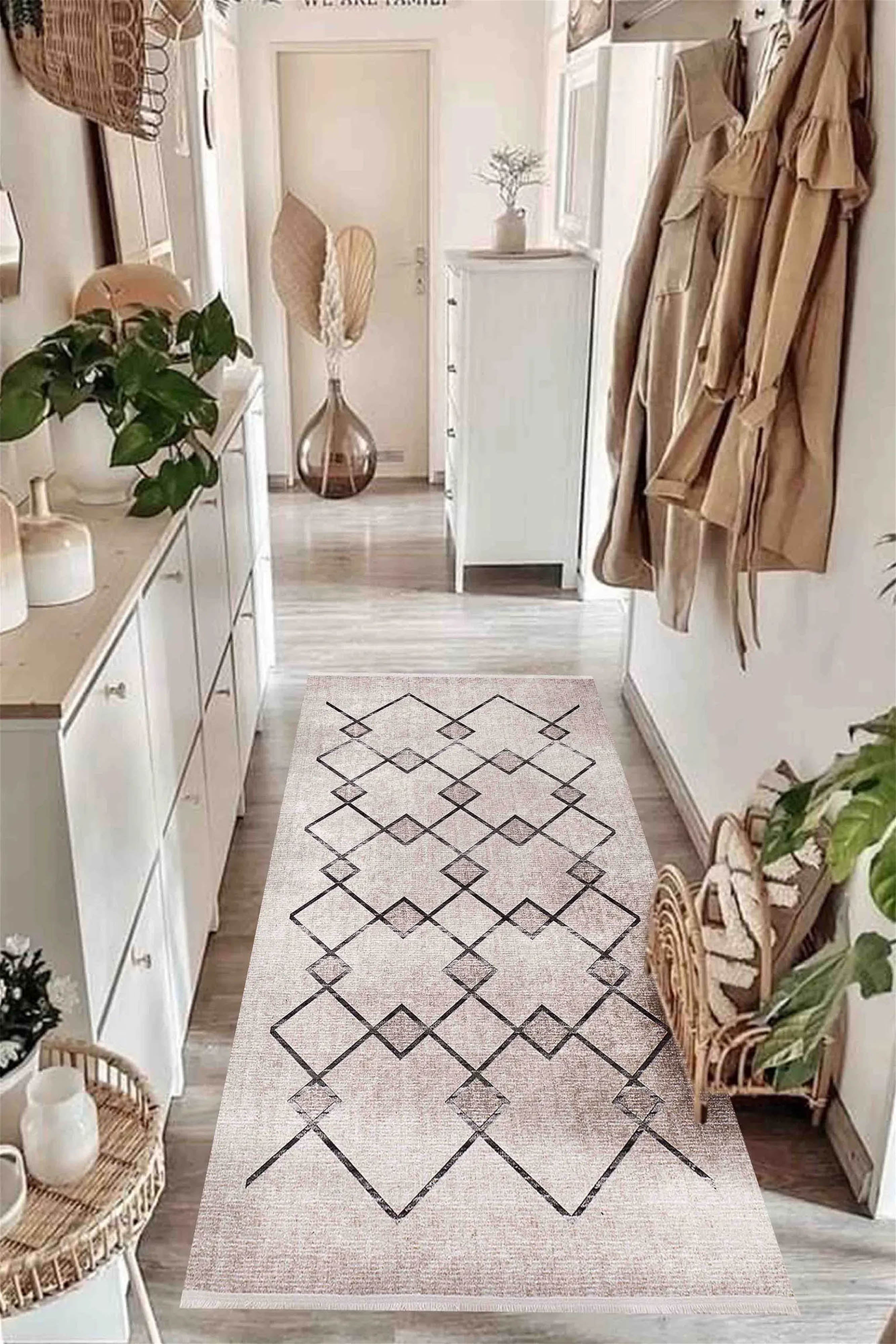 Lora Turkish Boho Beige Geometric Rug