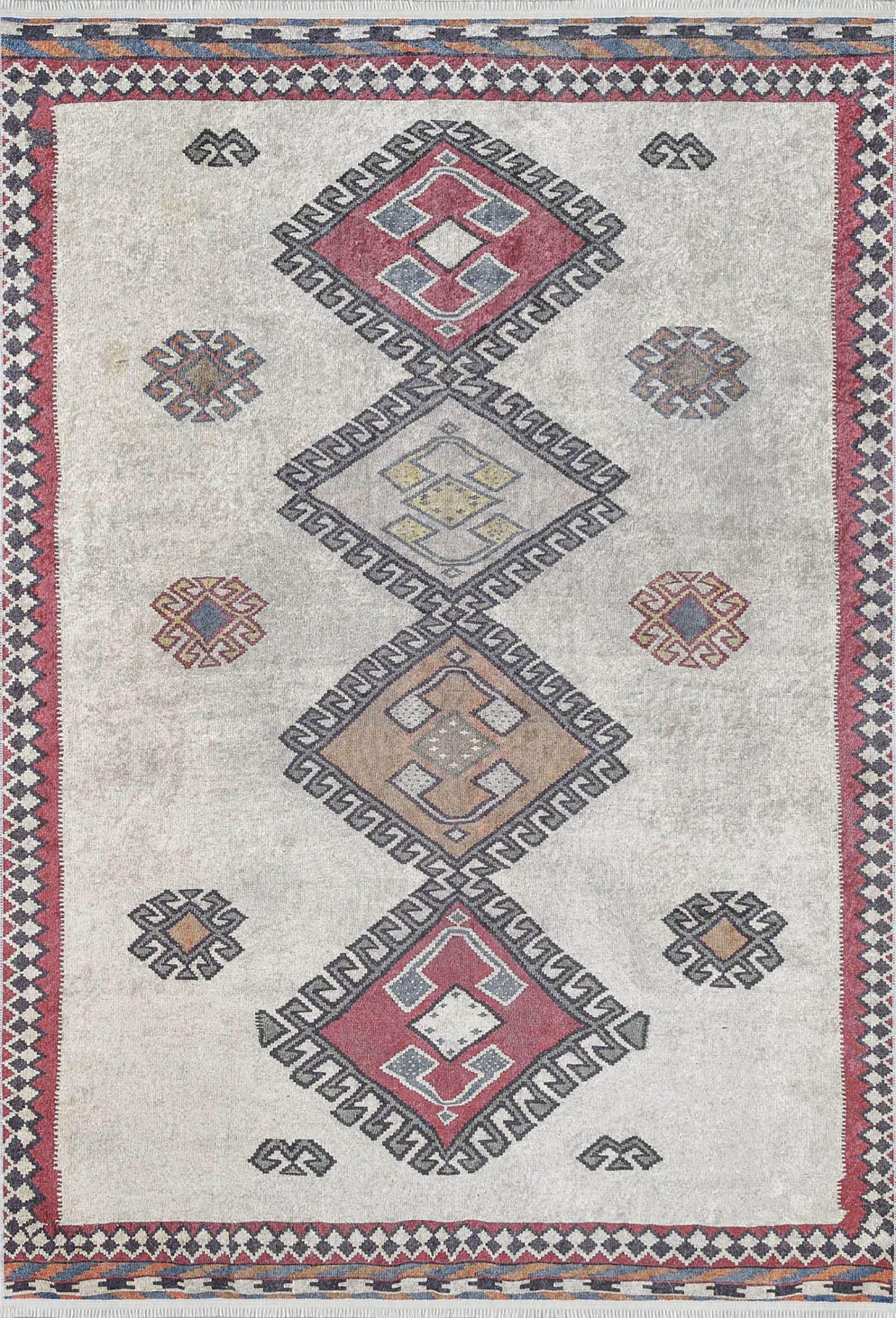 Saylor Moroccan Red Gray Kilim Rug