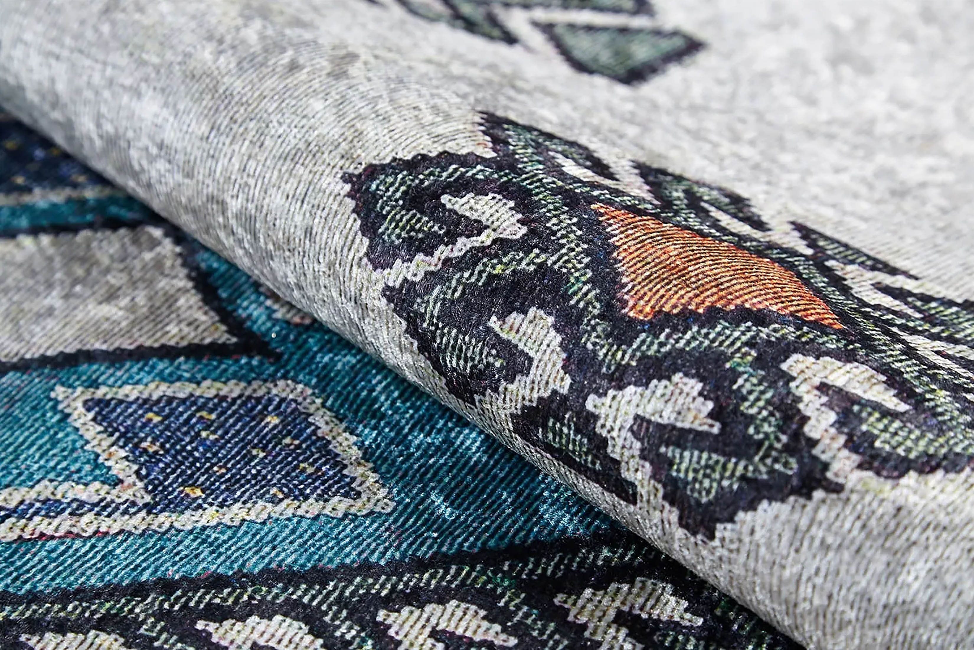Selena Moroccan Turquoise Gray Kilim Rug