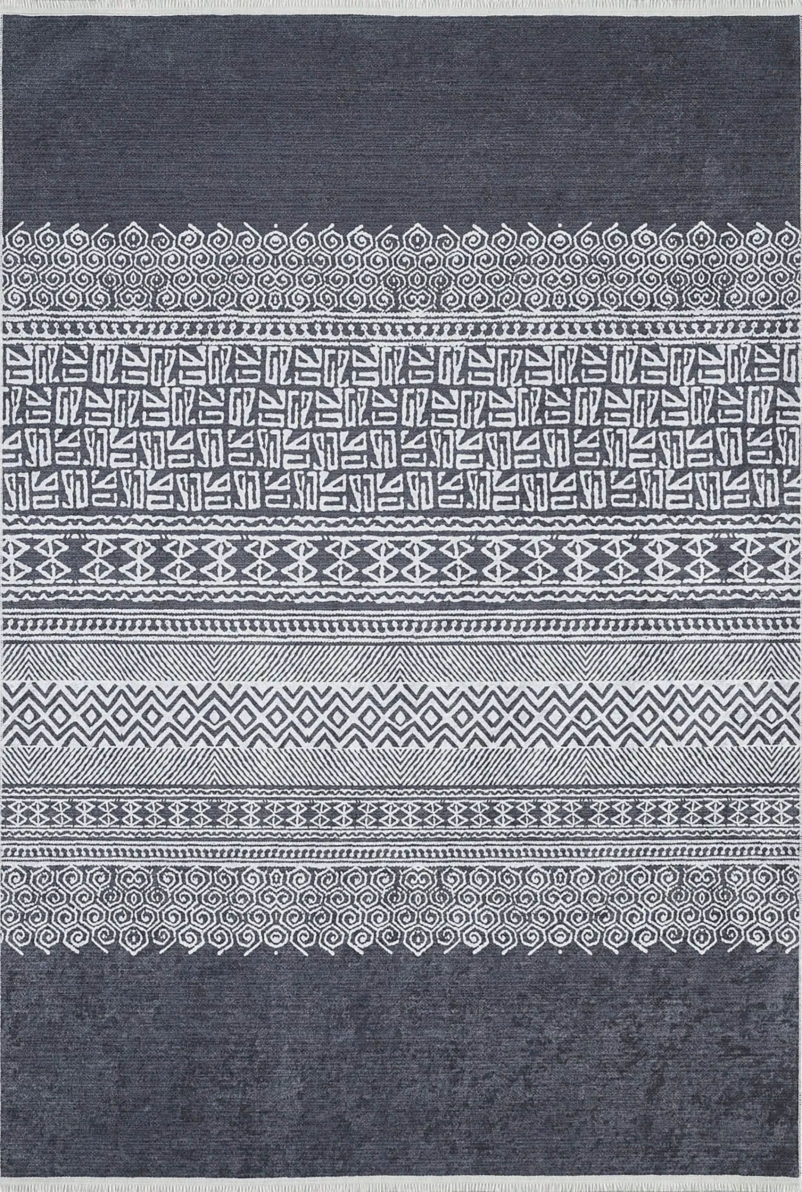 Melody Turkish Ethnic Gray Kilim Geometric Rug