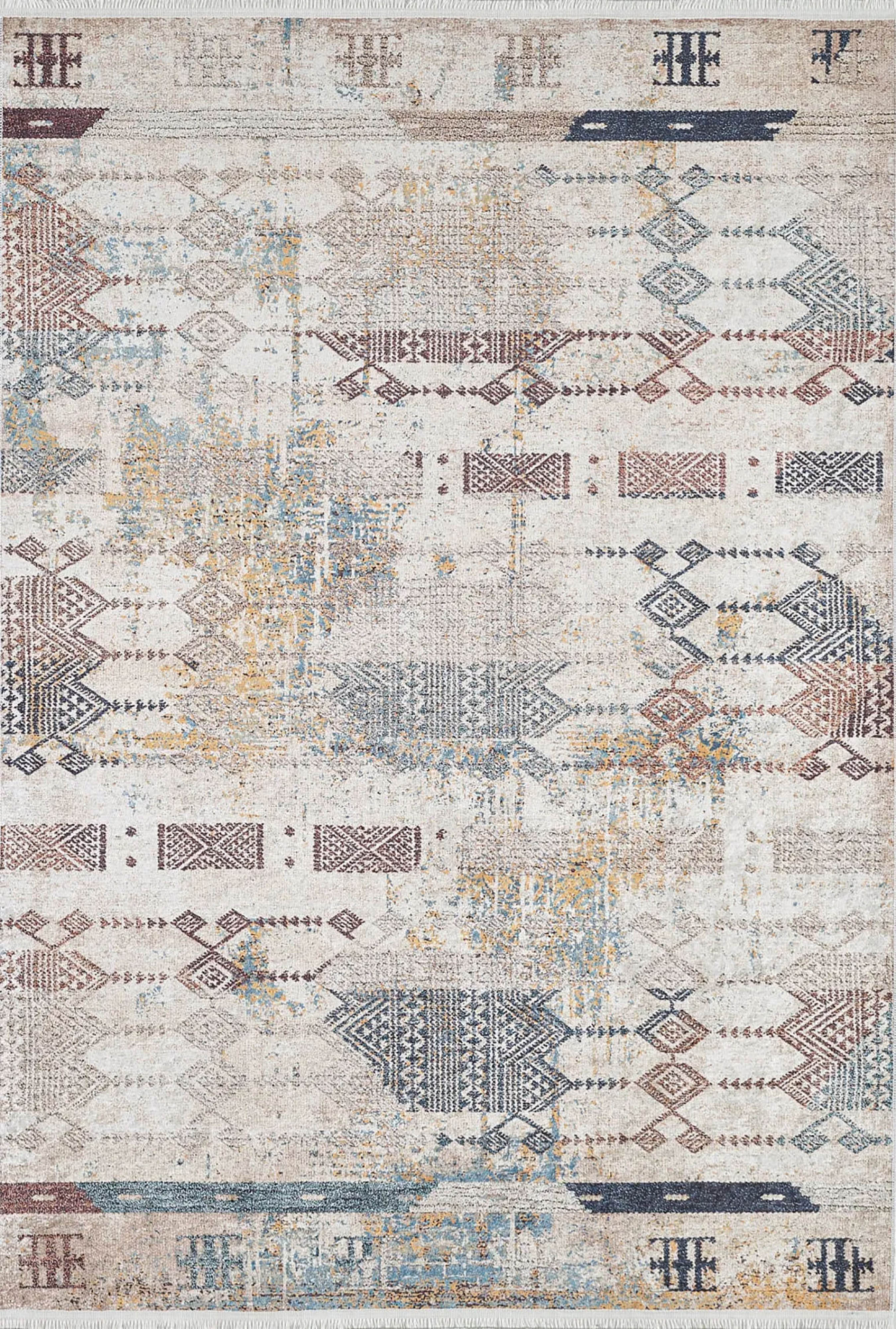 Serena Geometric Luxury Home Decor Turkish Kilim Beige Rug