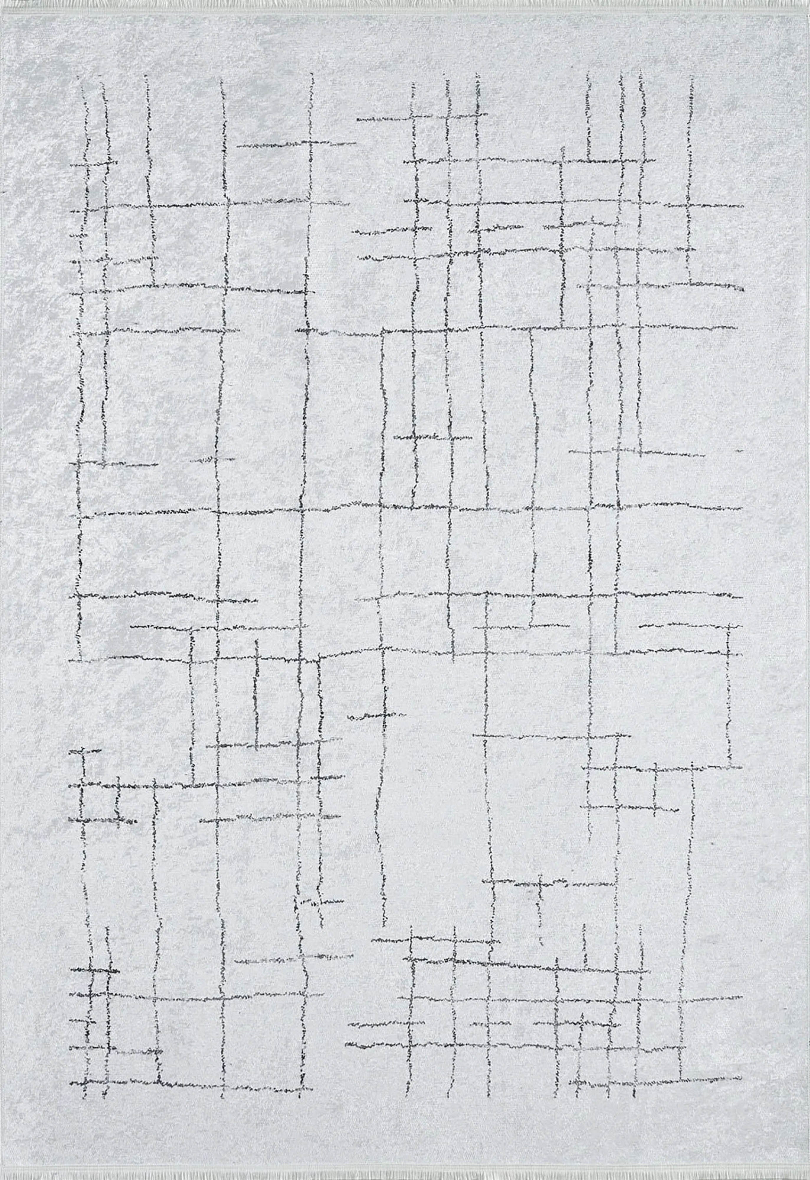 Camille Trellis Geometric Luxury Cream Black Rug