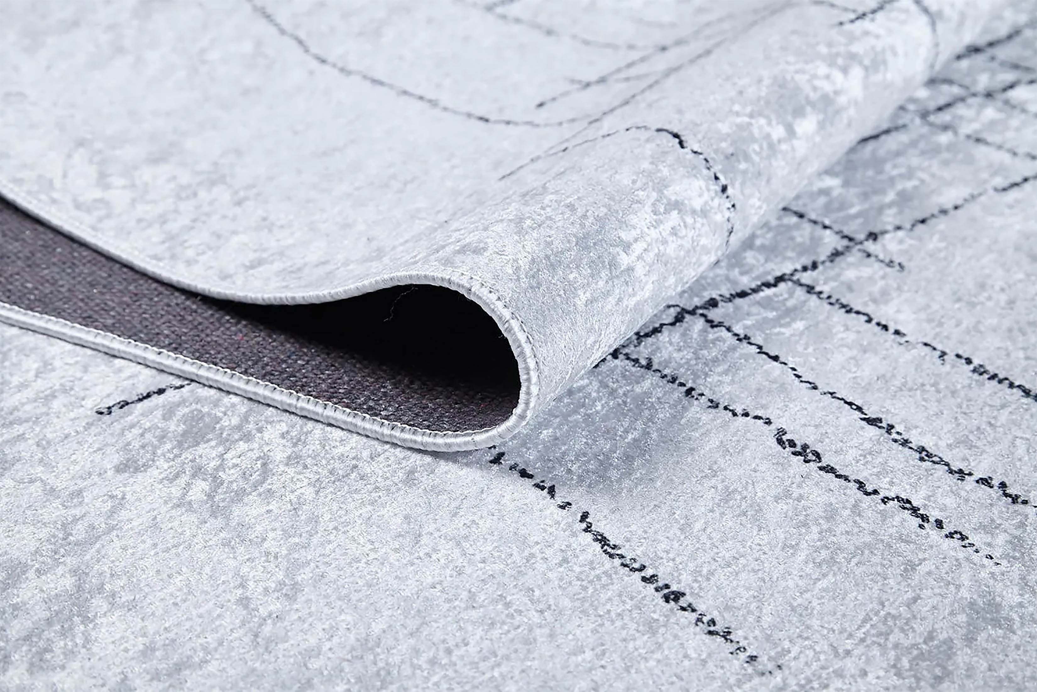 Camille Trellis Geometric Luxury Cream Black Rug