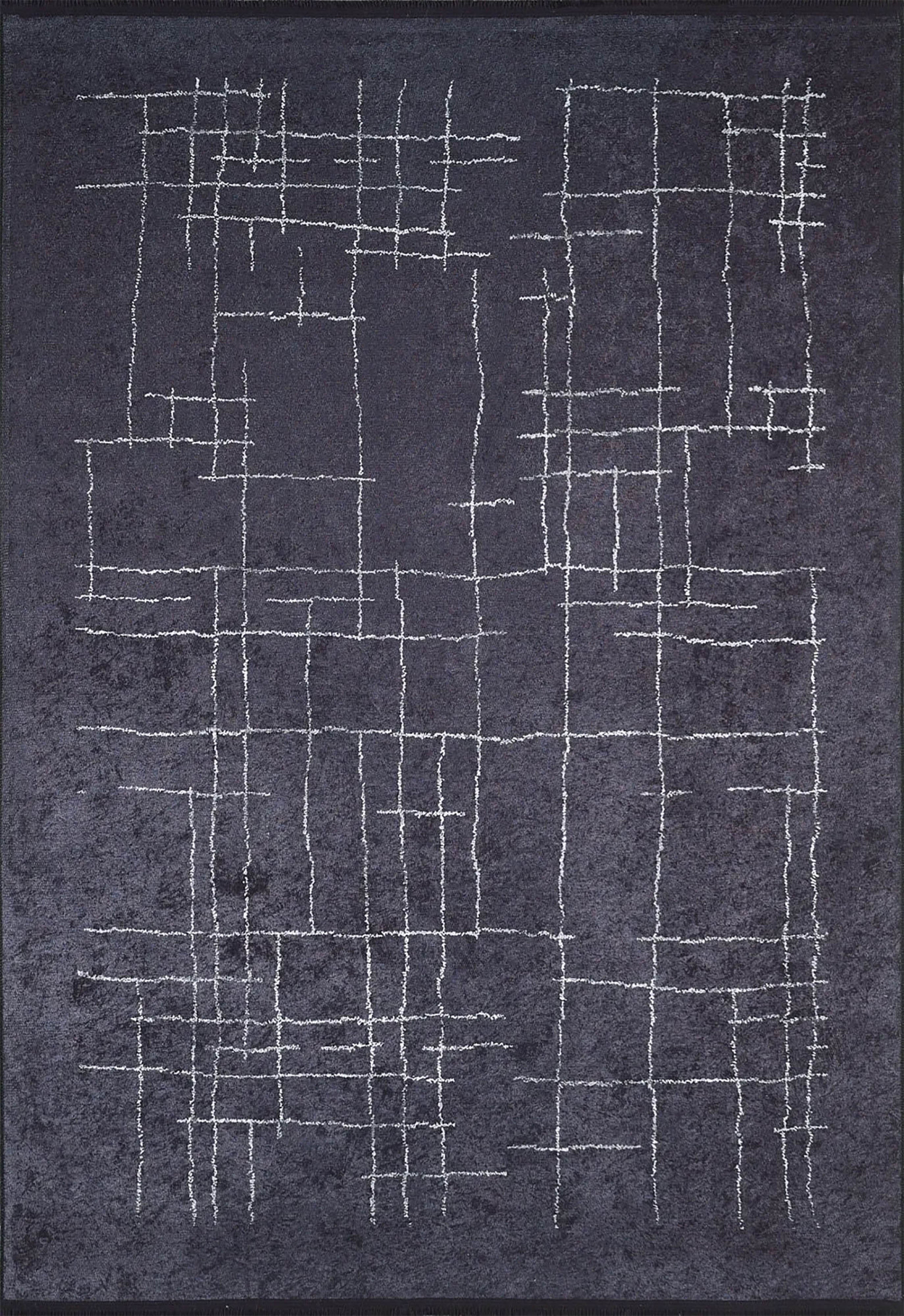 Danna Trellis Geometric Luxury Black White Rug