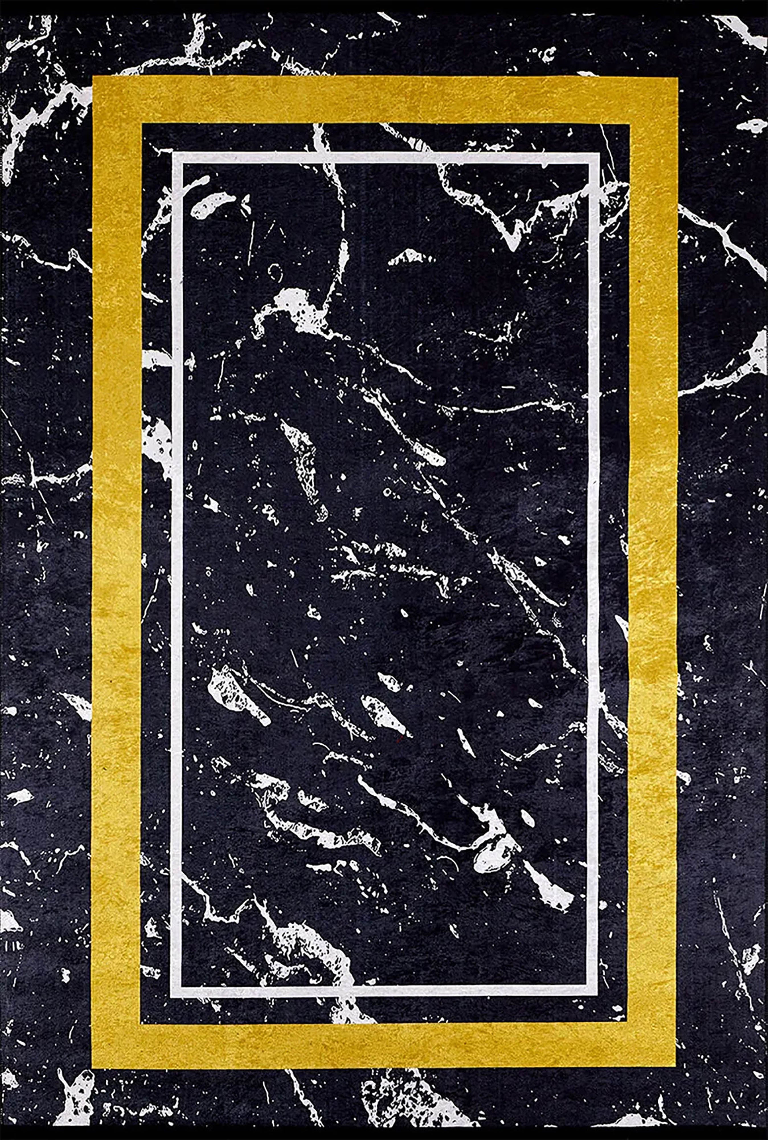 Wren Geometric Marble Border Modern Rug