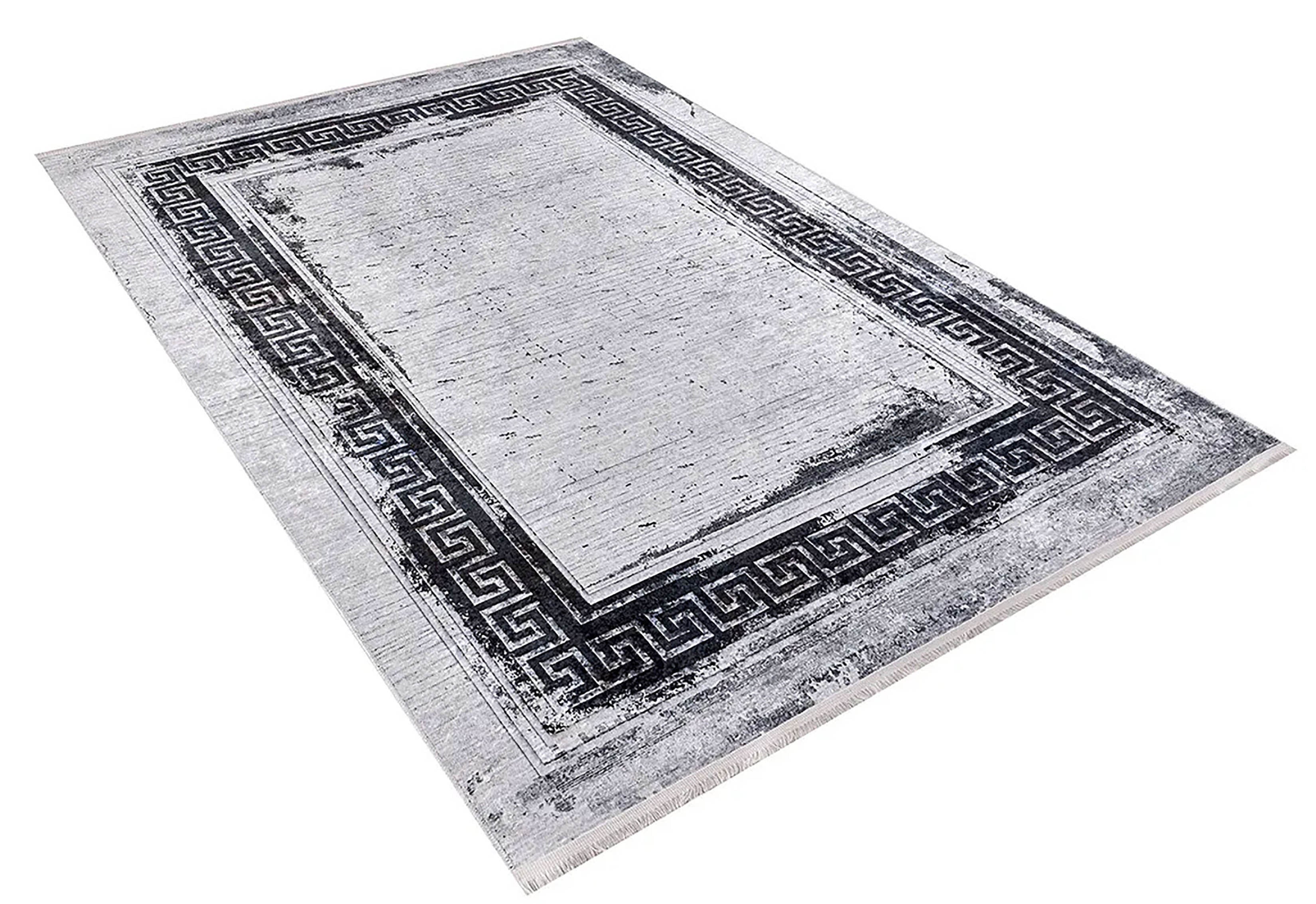Bellamy Geometric Greek Key Border Abstract Rug