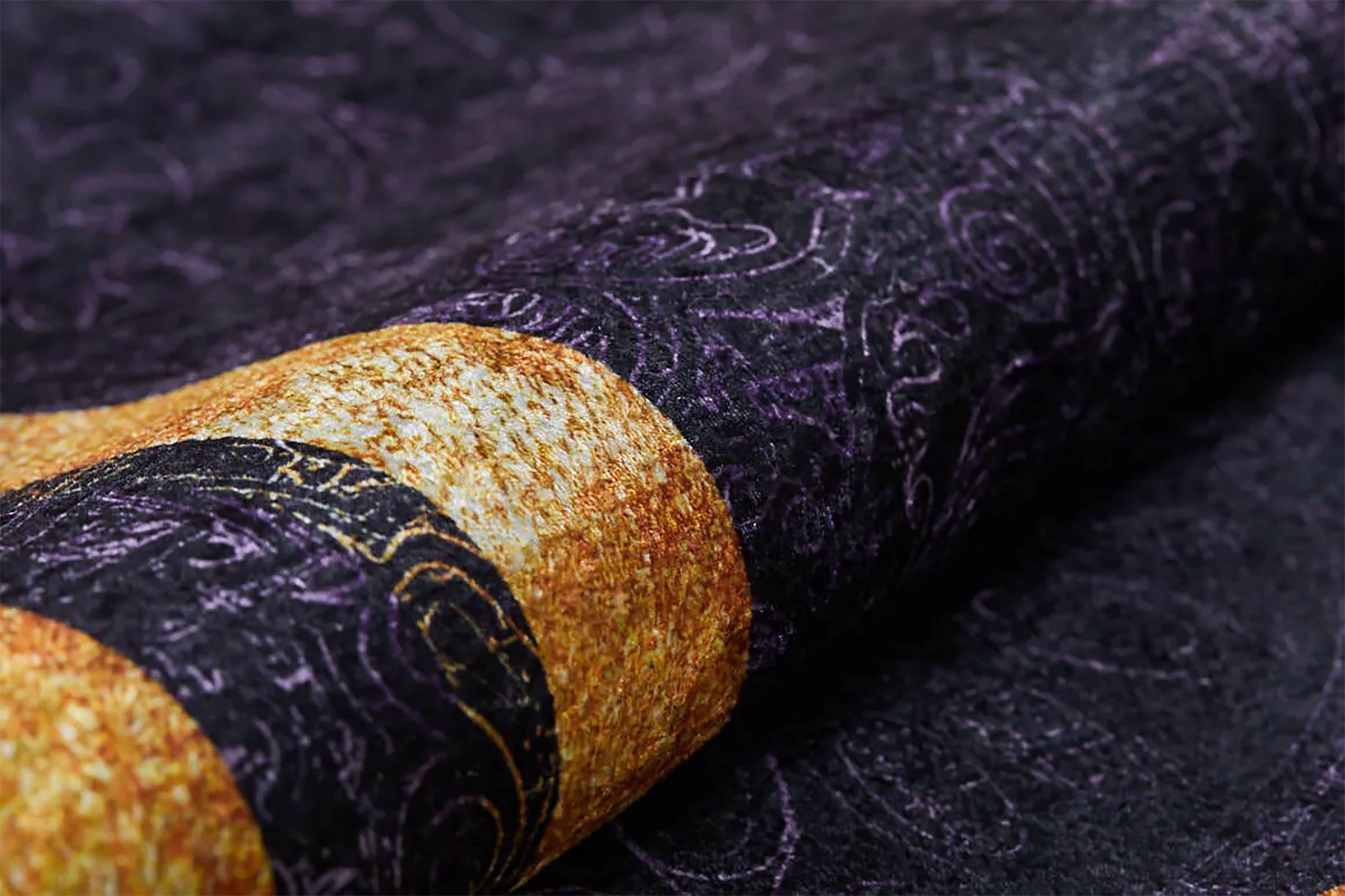 Baylor Marble Black Gold Purple Bordered Geometric Rug