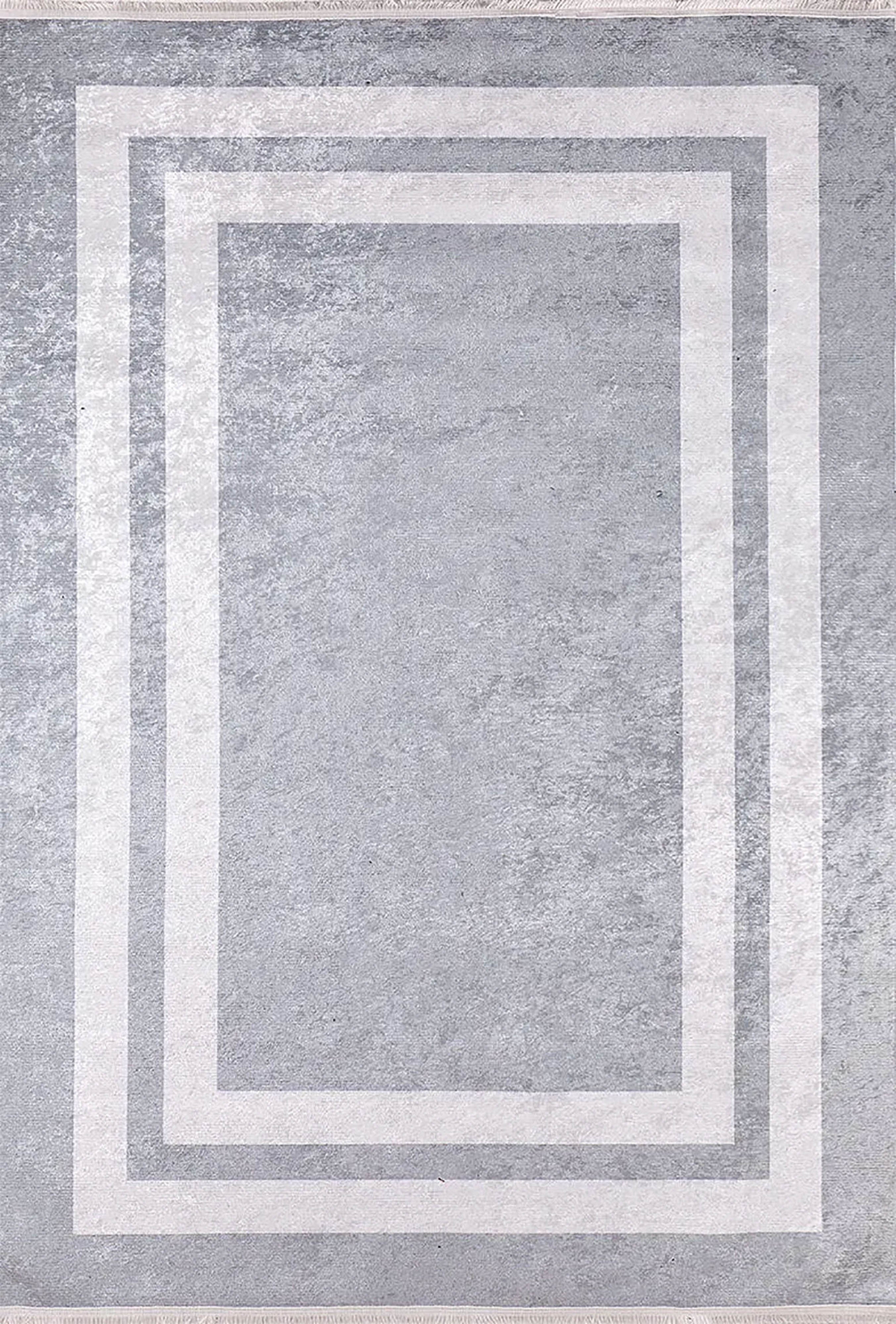Evie Geometric Gray Luxury Bordered Rug