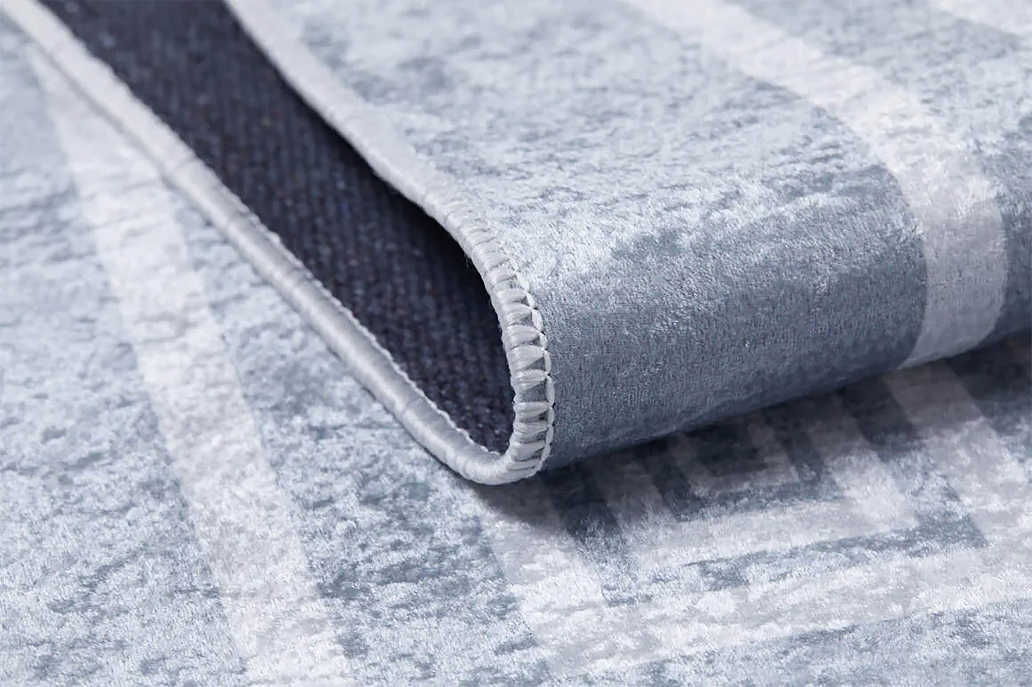 Harper Marble Gray Greek Key Border Rug