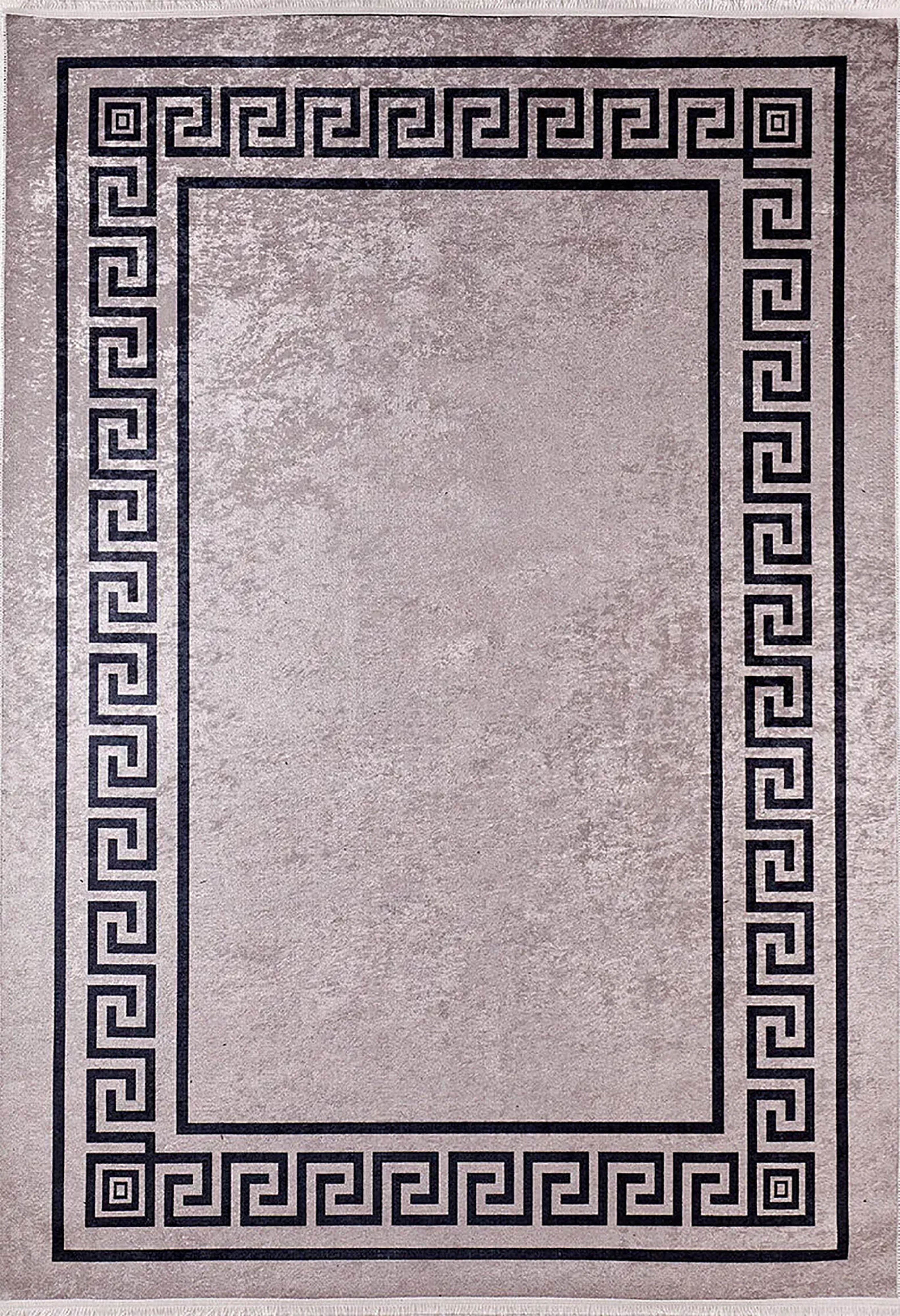Sadie Marble Brown Greek Key Border Rug