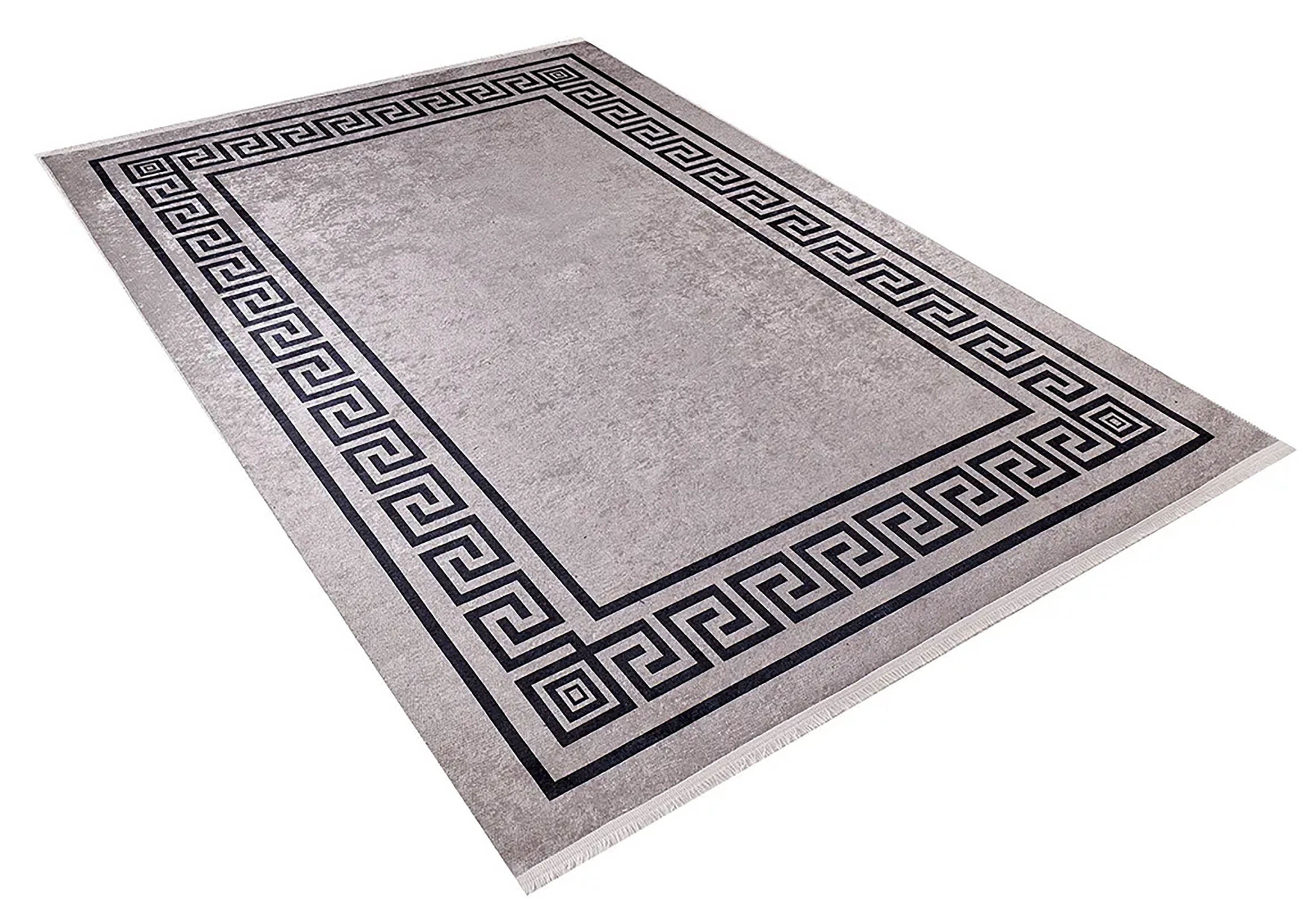 Sadie Marble Brown Greek Key Border Rug