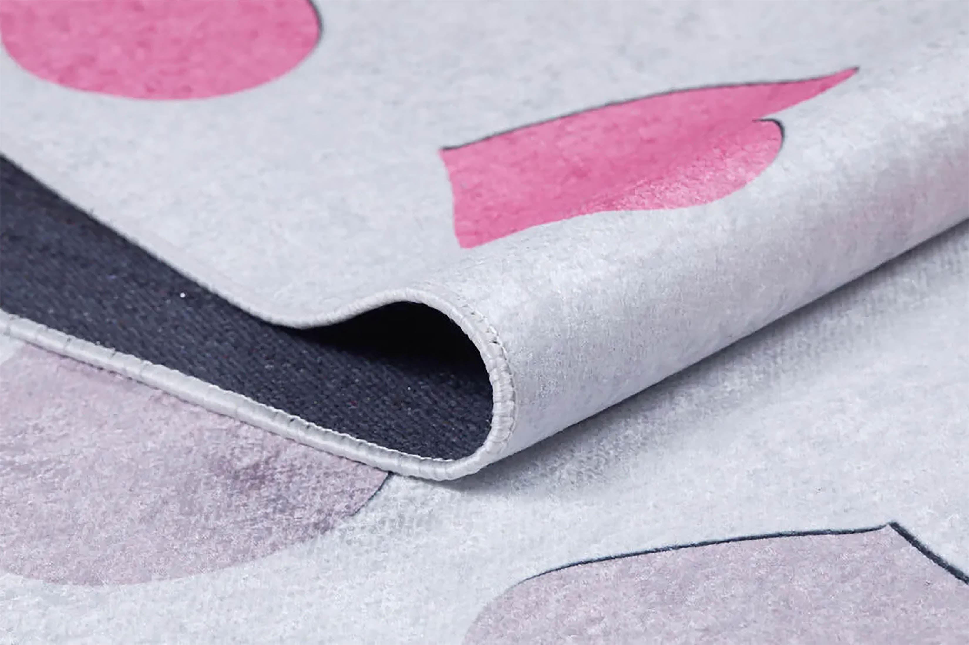 Heart Pattern Pink Kids Rug