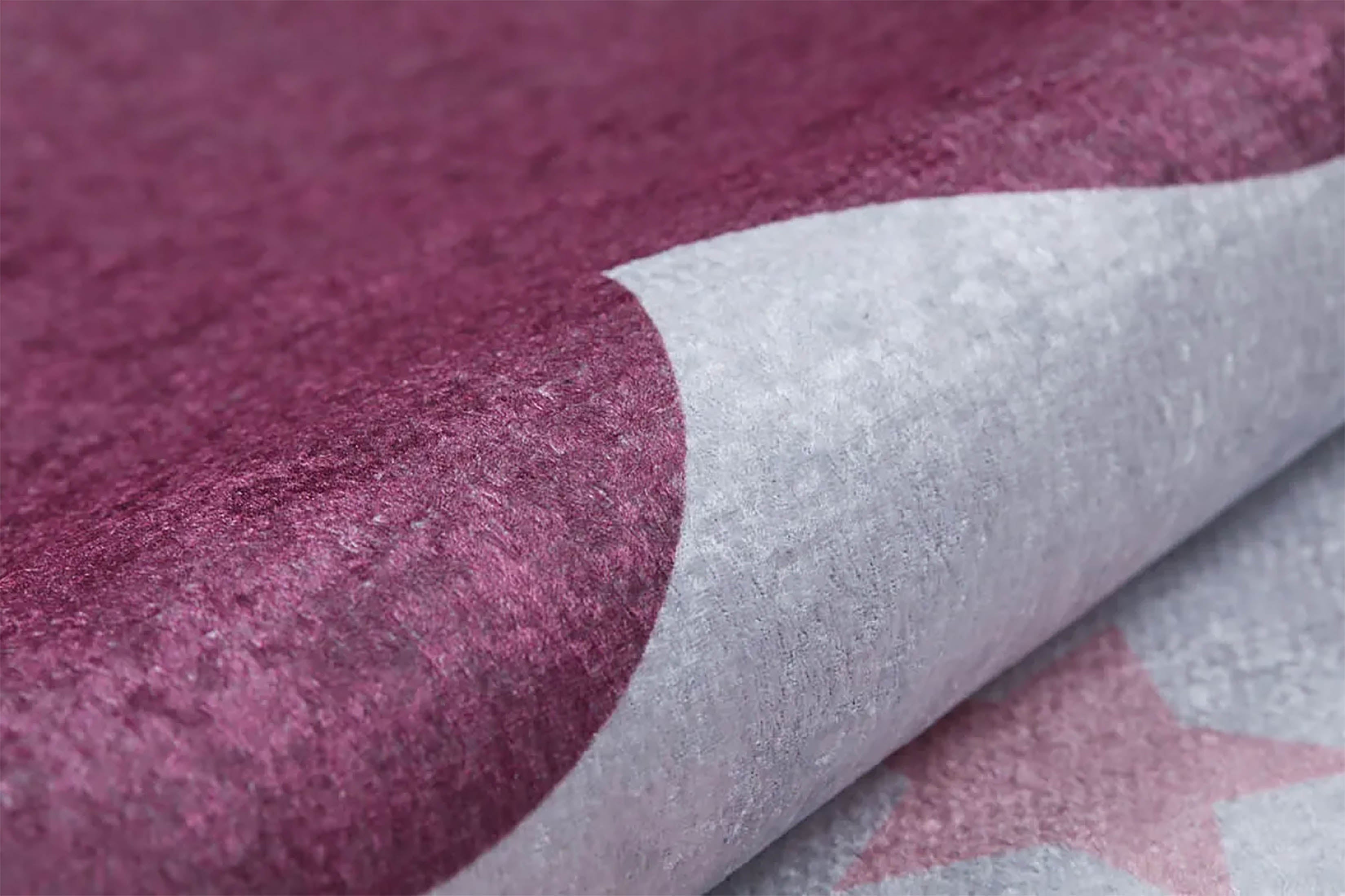 Belle Cloudy Star Pink Cream Kids Rug