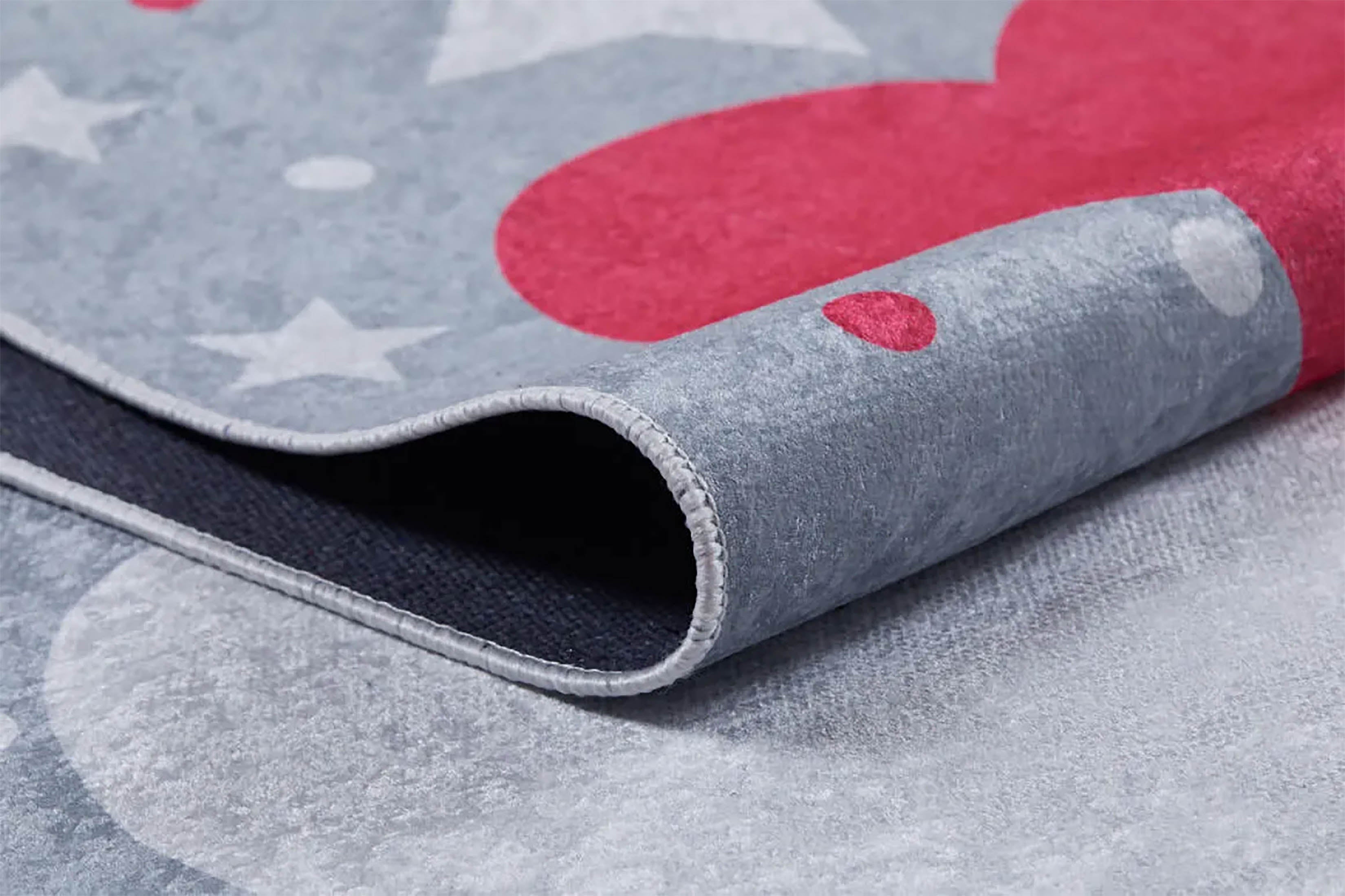 Mulan Cloudy Star Gray Red Kids Rug