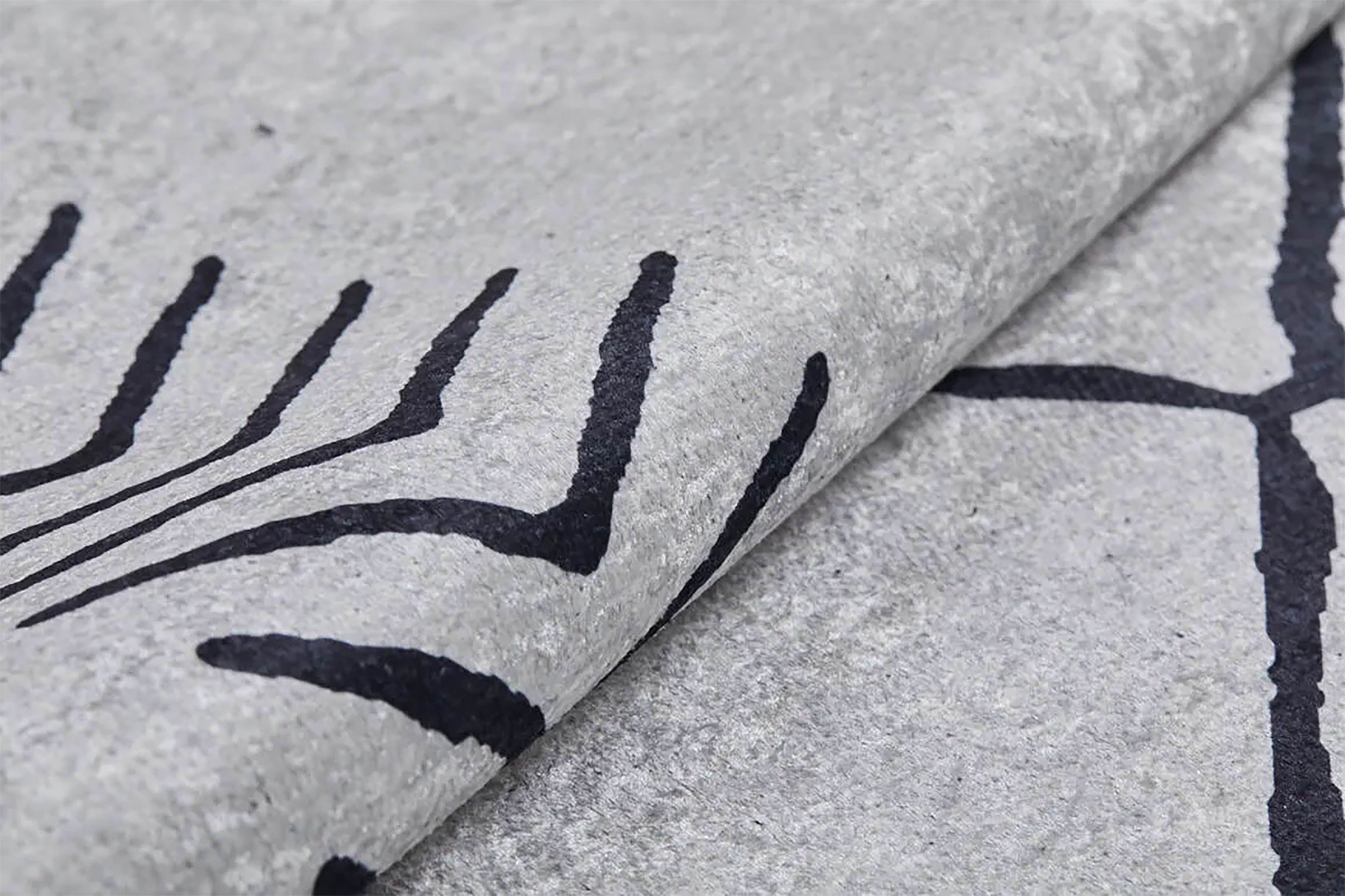 Zagra Moroccan White Black Rug