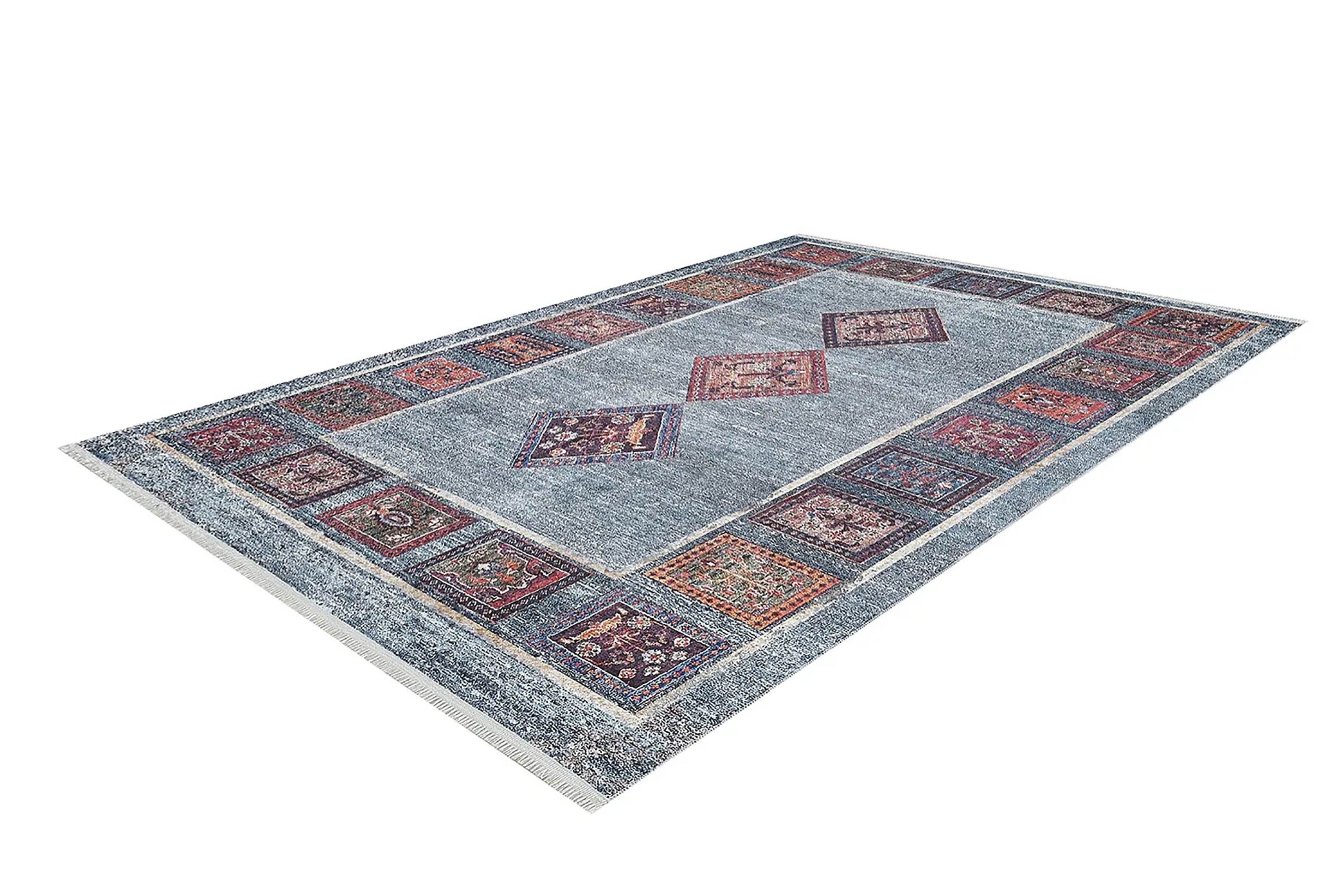 Nataly Antique Turkish Oriental Geometric Blue Rug