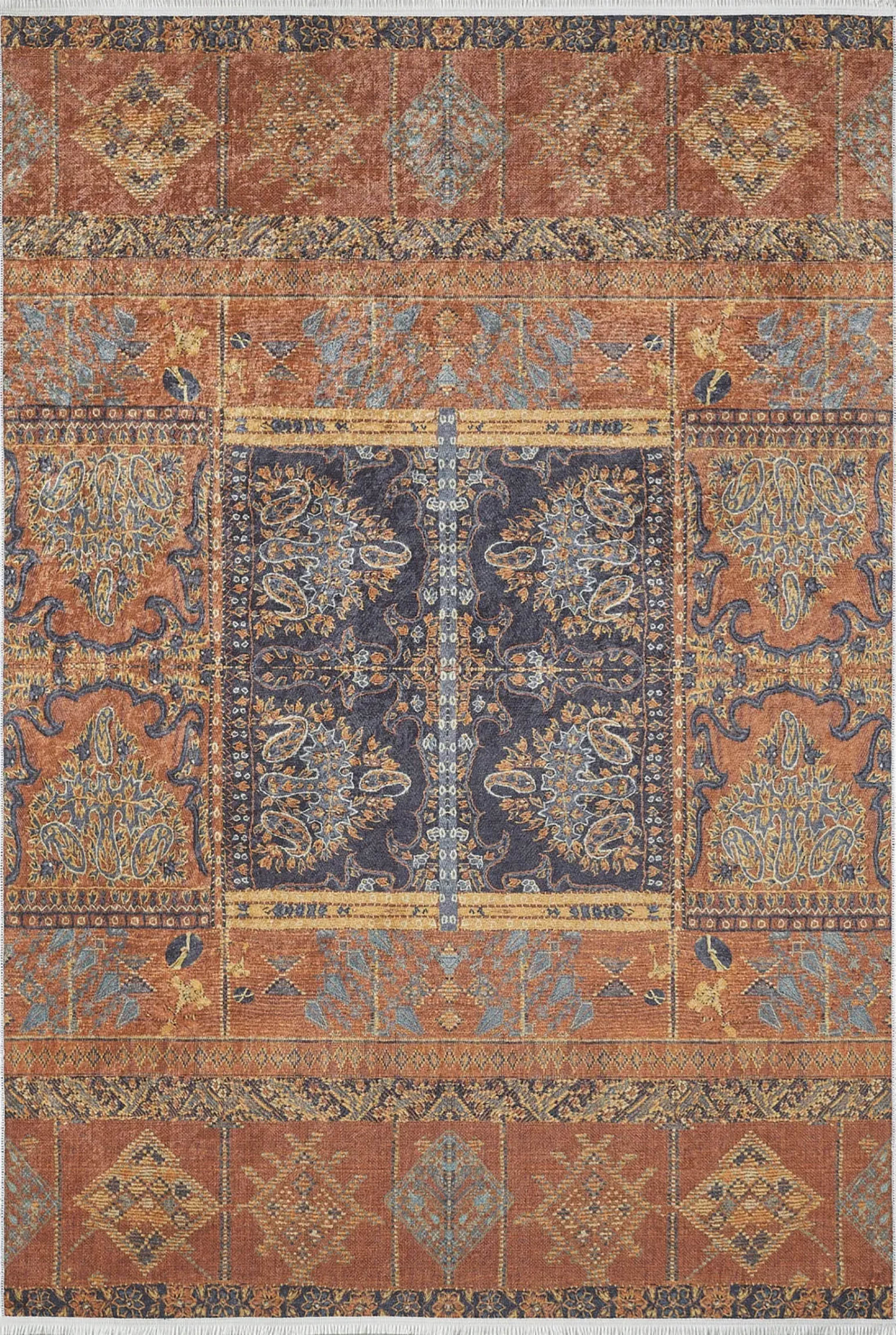 Ceren Unique Orange Turkish Tribal Rug