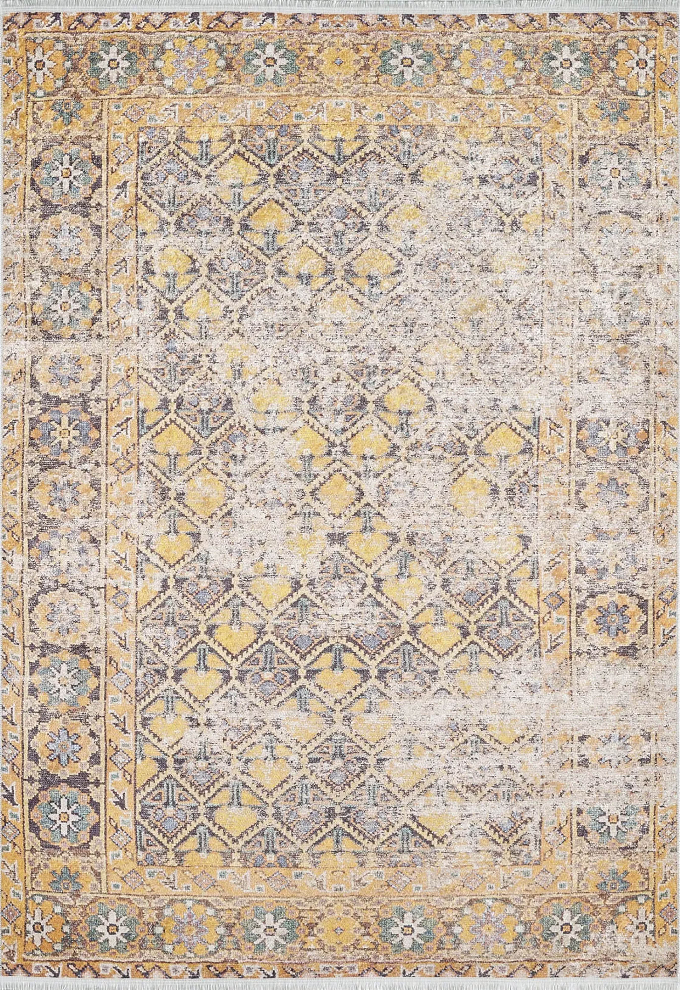 Catalina Honeycomb Unique Yellow Turkish Modern Rug