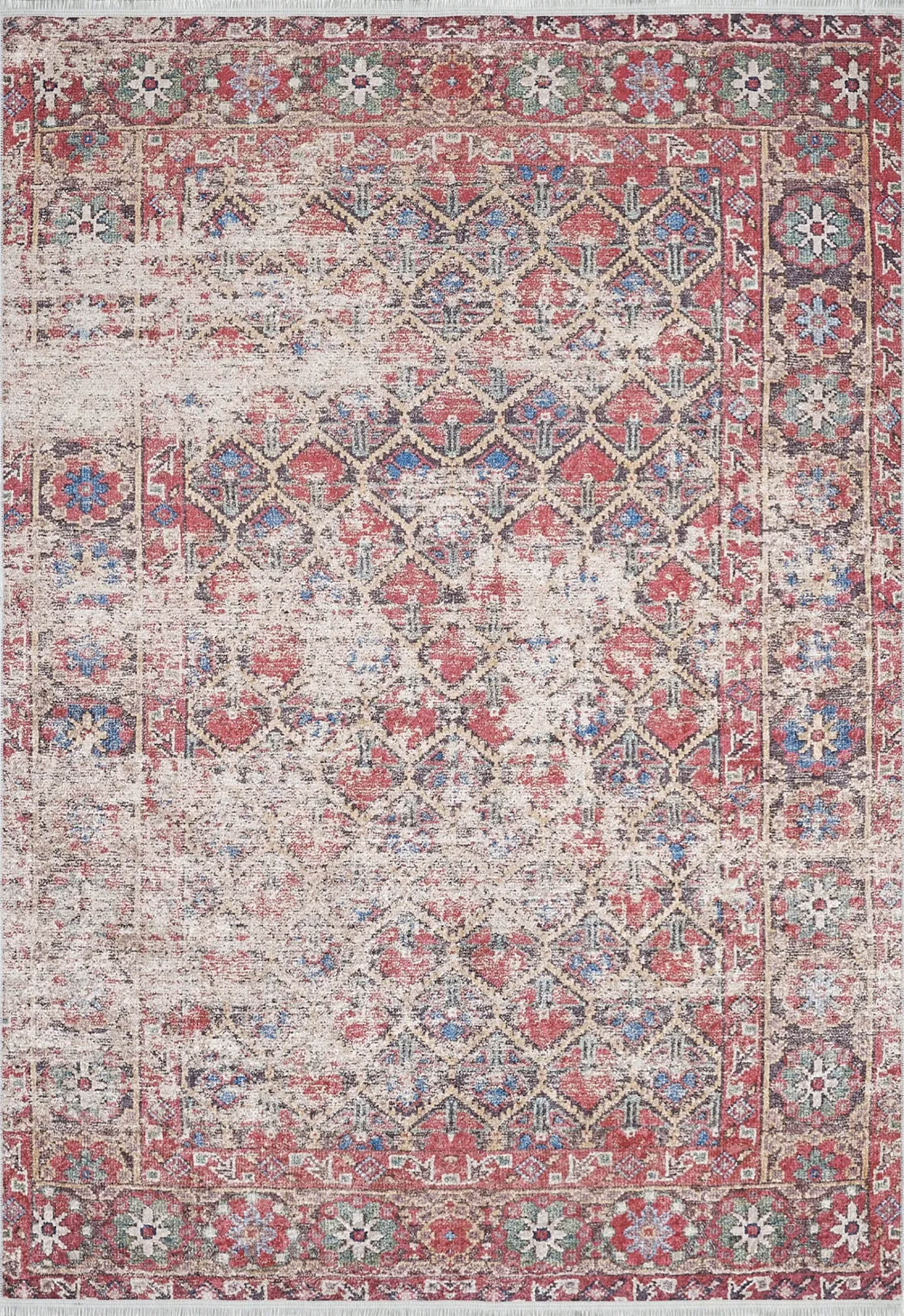 Ruth Honeycomb Unique Red Turkish Modern Rug