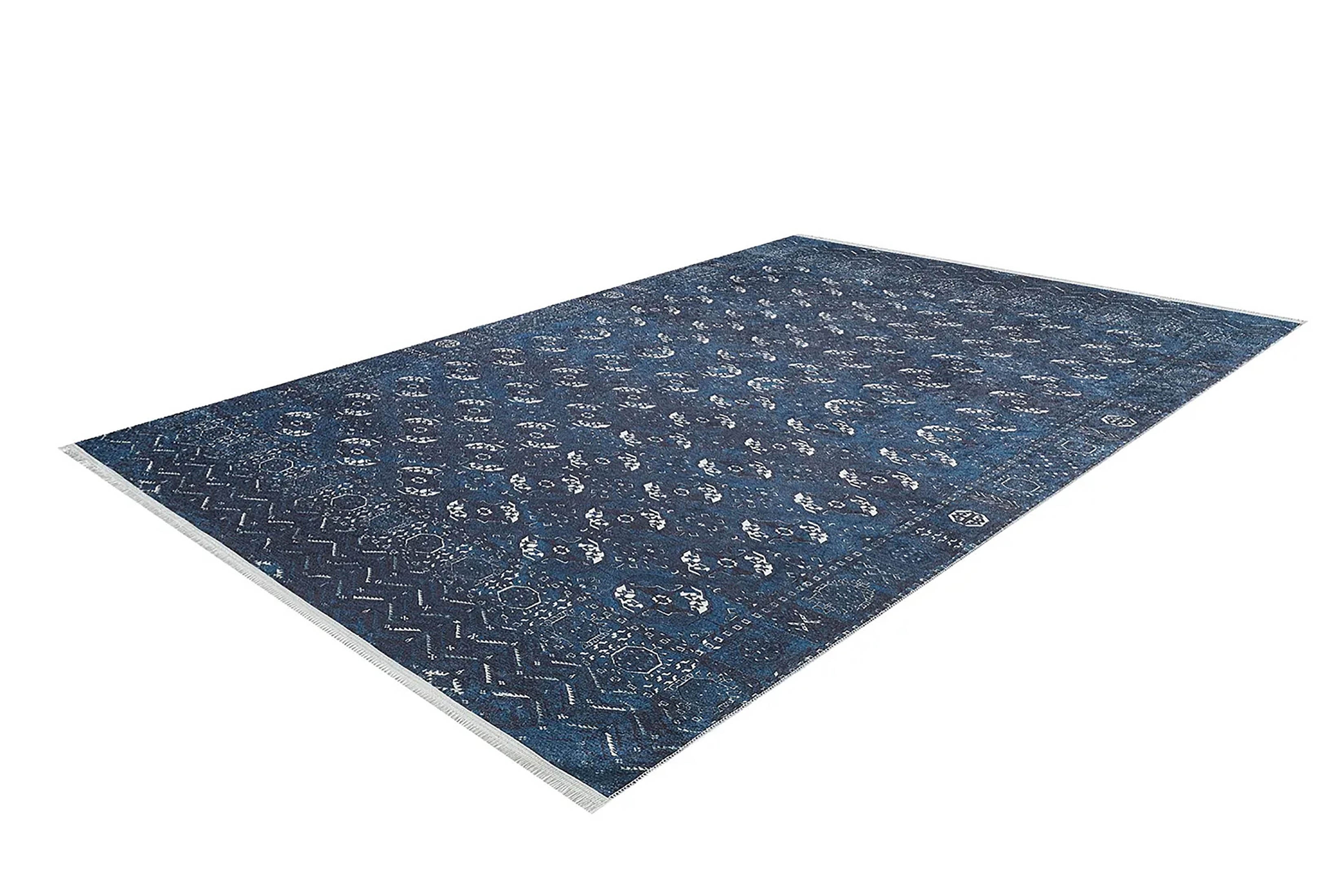 River Afghan Navy Blue Rug