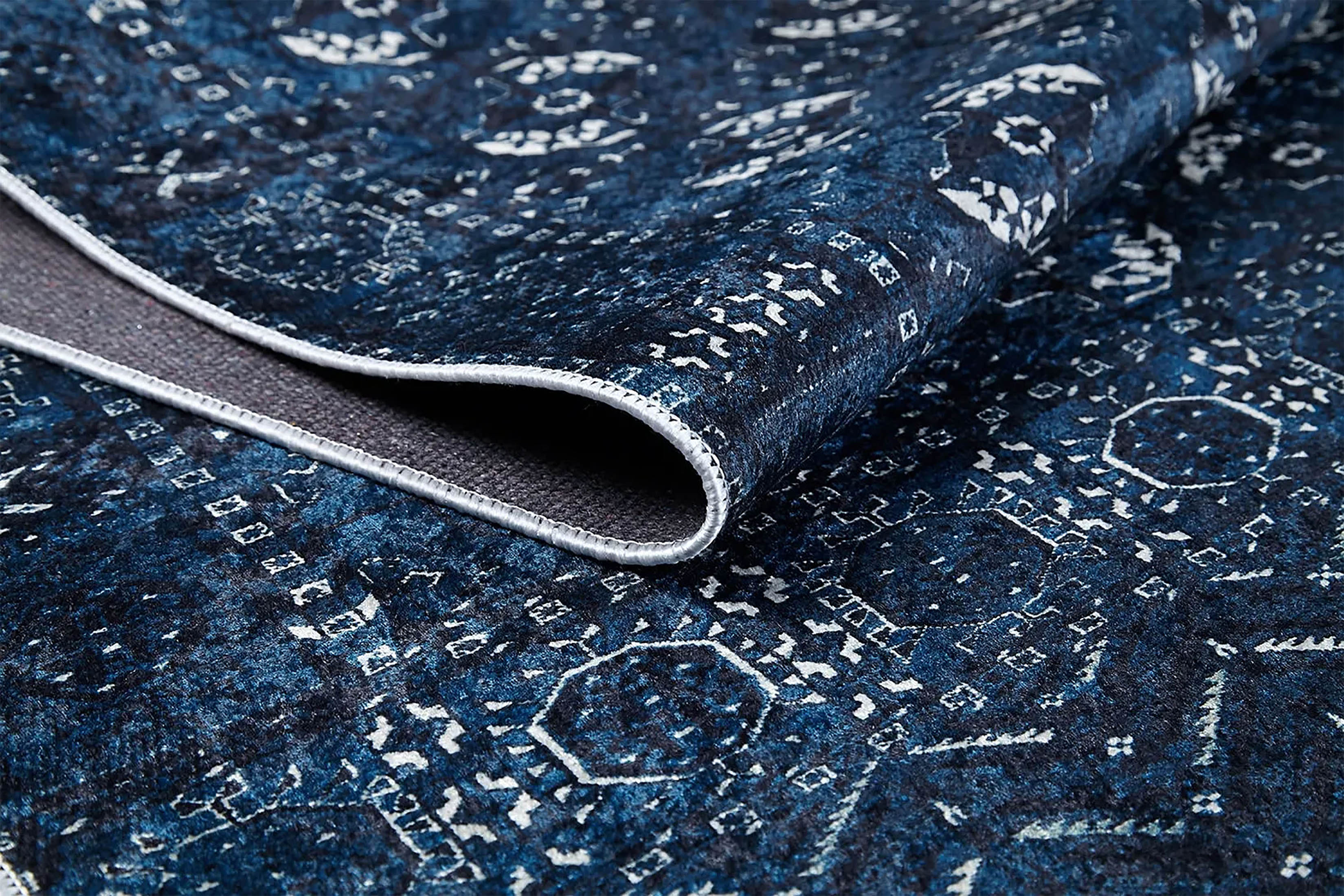 River Afghan Navy Blue Rug